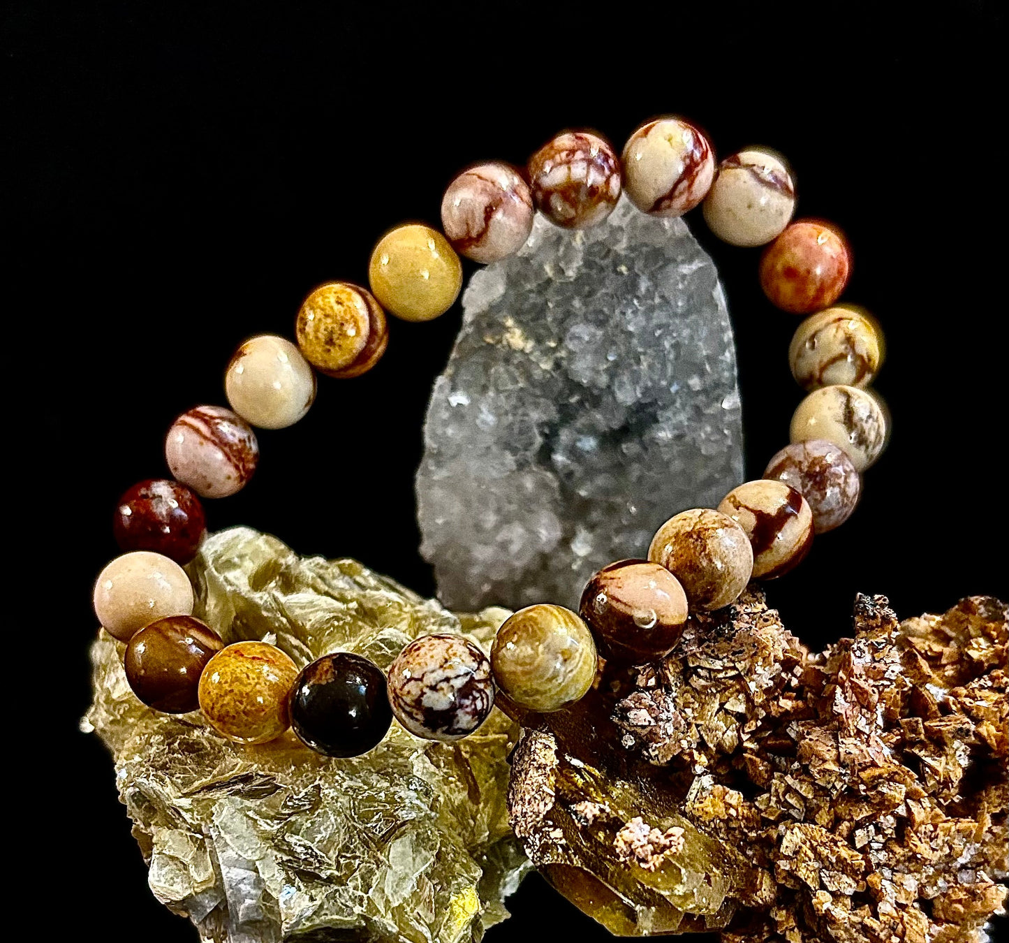 Pulsera de Piedra Natural Jaspe Cacahuete | Cuentas de 8 mm para Enraizamiento, Fuerza y Estabilidad (Muñecas Pequeñas a Medianas)