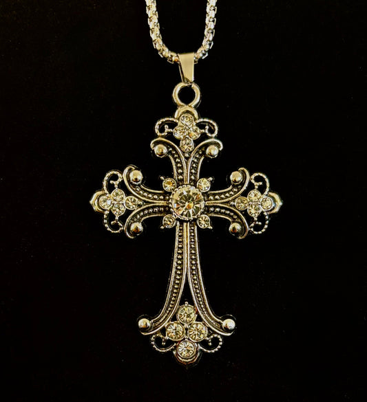 Our Lady of Guadalupe Vintage Cross Necklace — Silver Tone Catholic Pendant — Inspired by Puerto Vallarta Mexico — Sacred Protection Jewelry