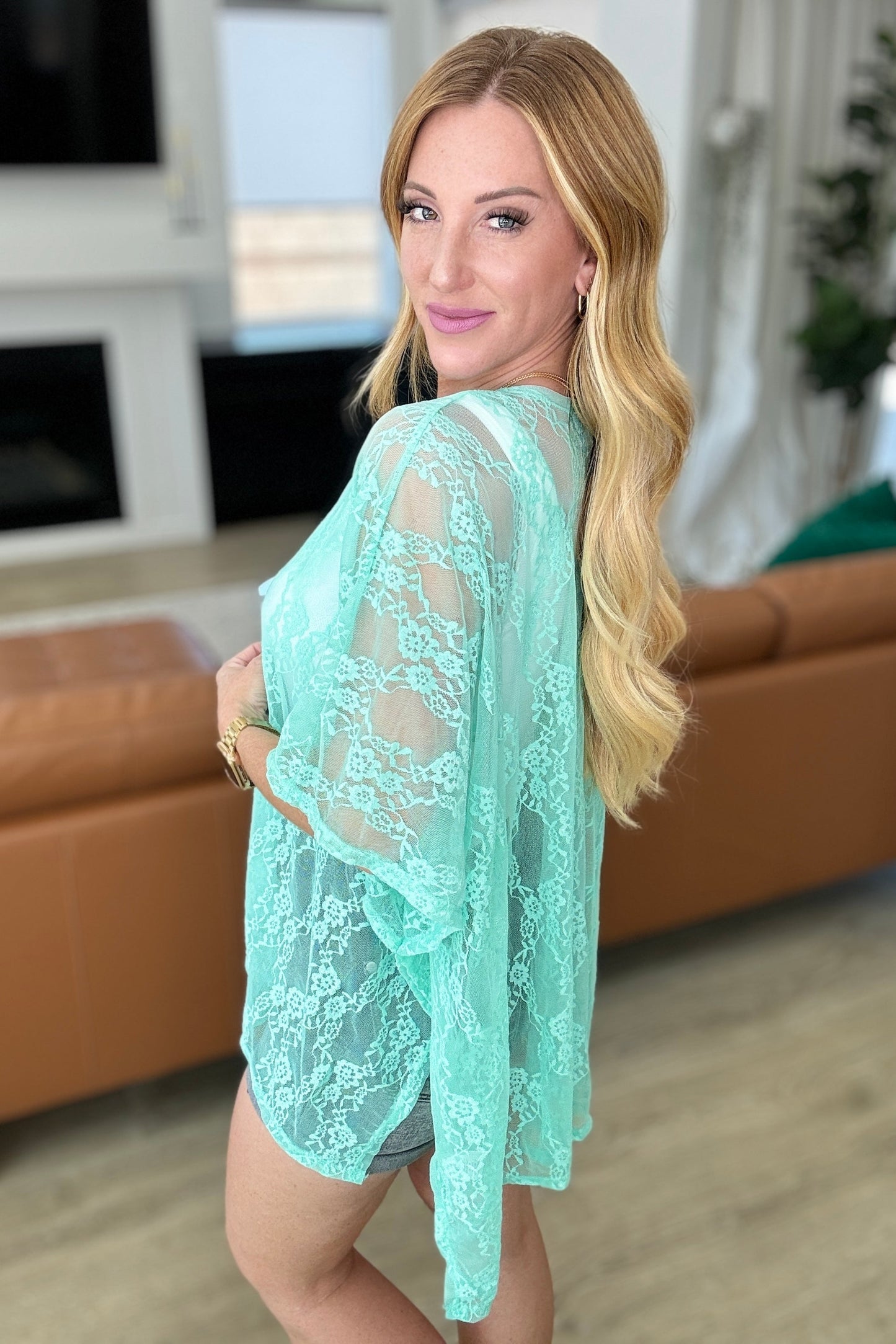 Kimono de Encaje Good Days Ahead en Menta