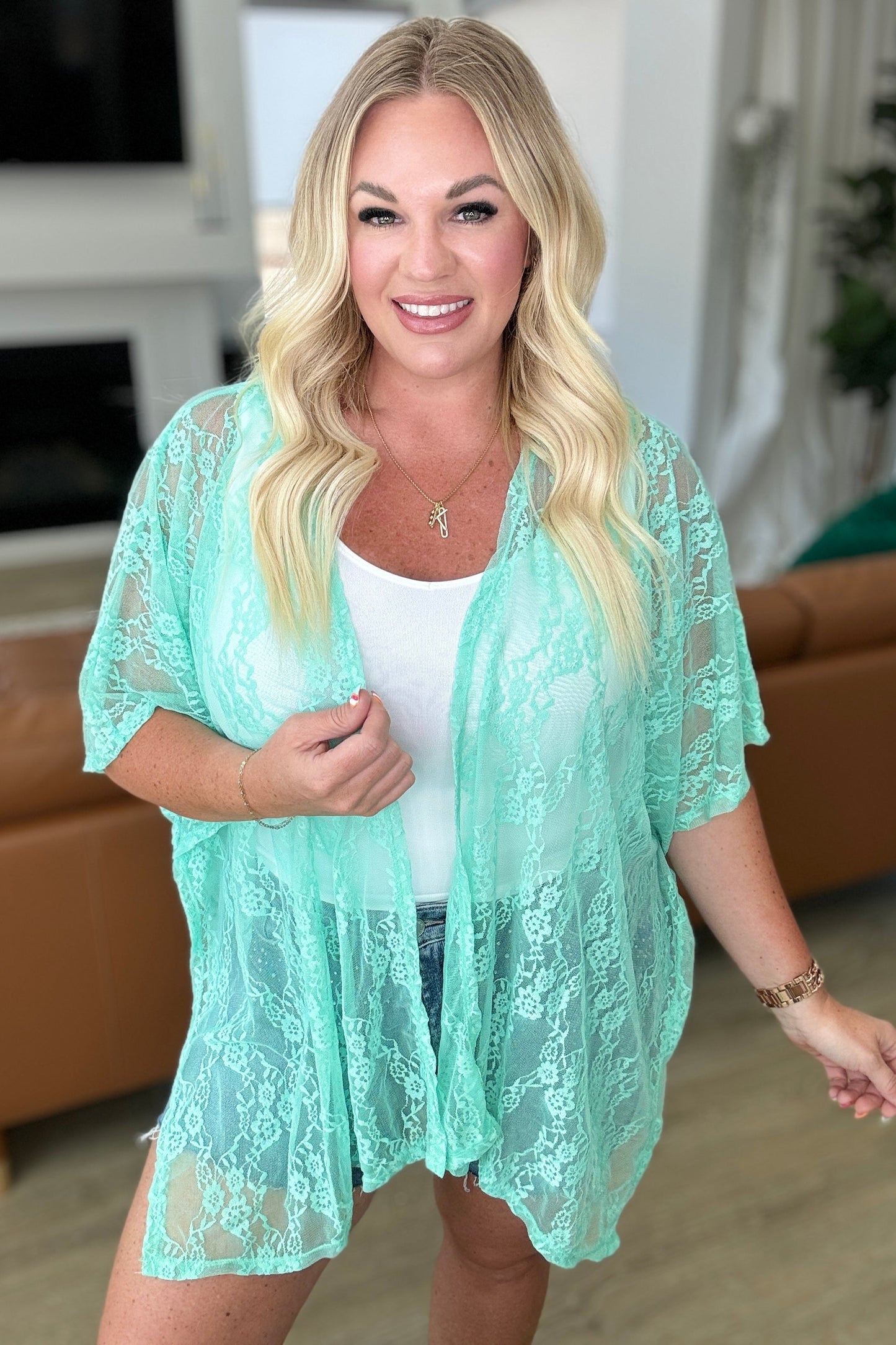 Kimono de Encaje Good Days Ahead en Menta