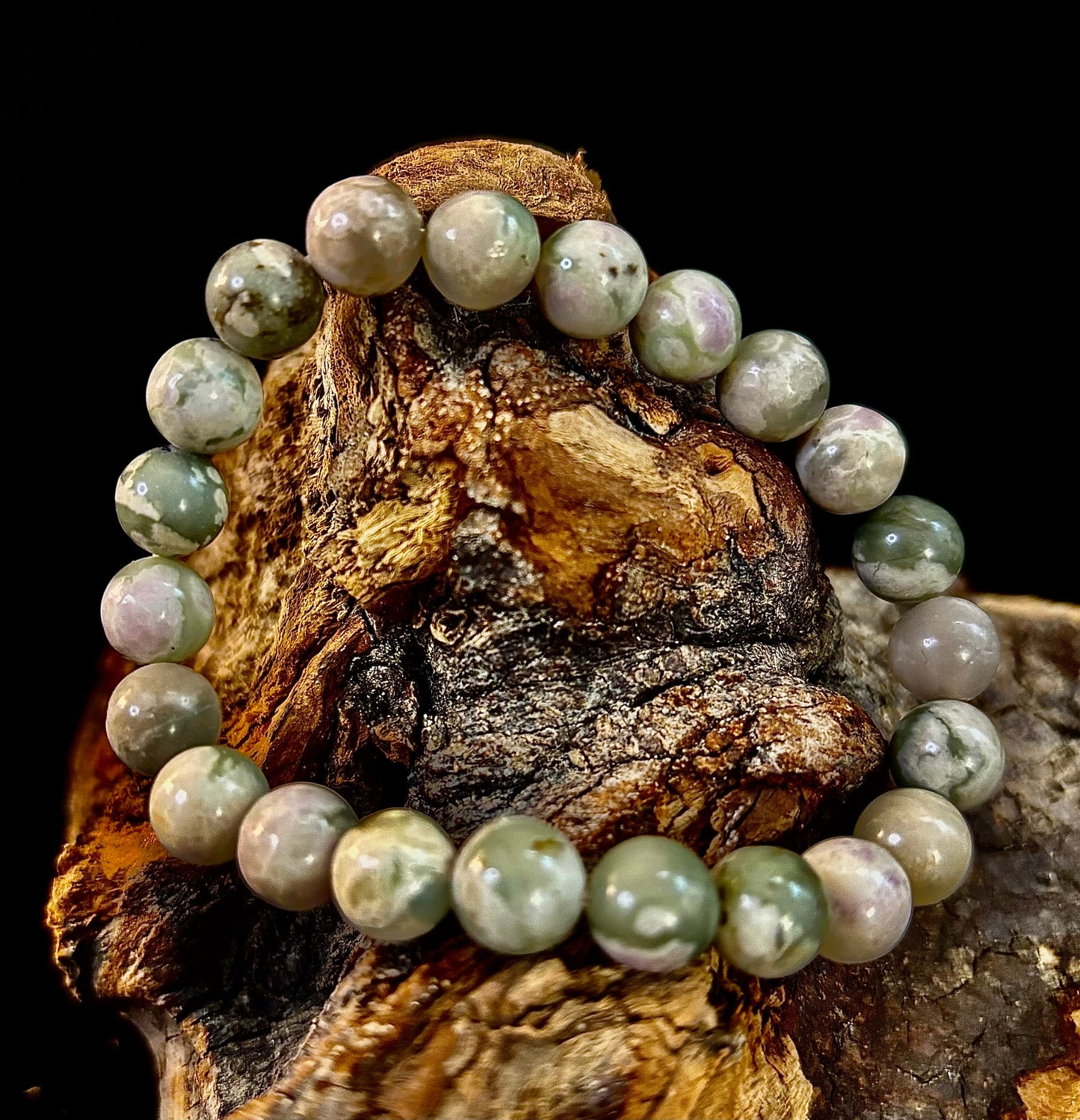 Pulsera Curativa de Jade de la Paz – Piedra Calmante de 8mm para Muñecas Medianas