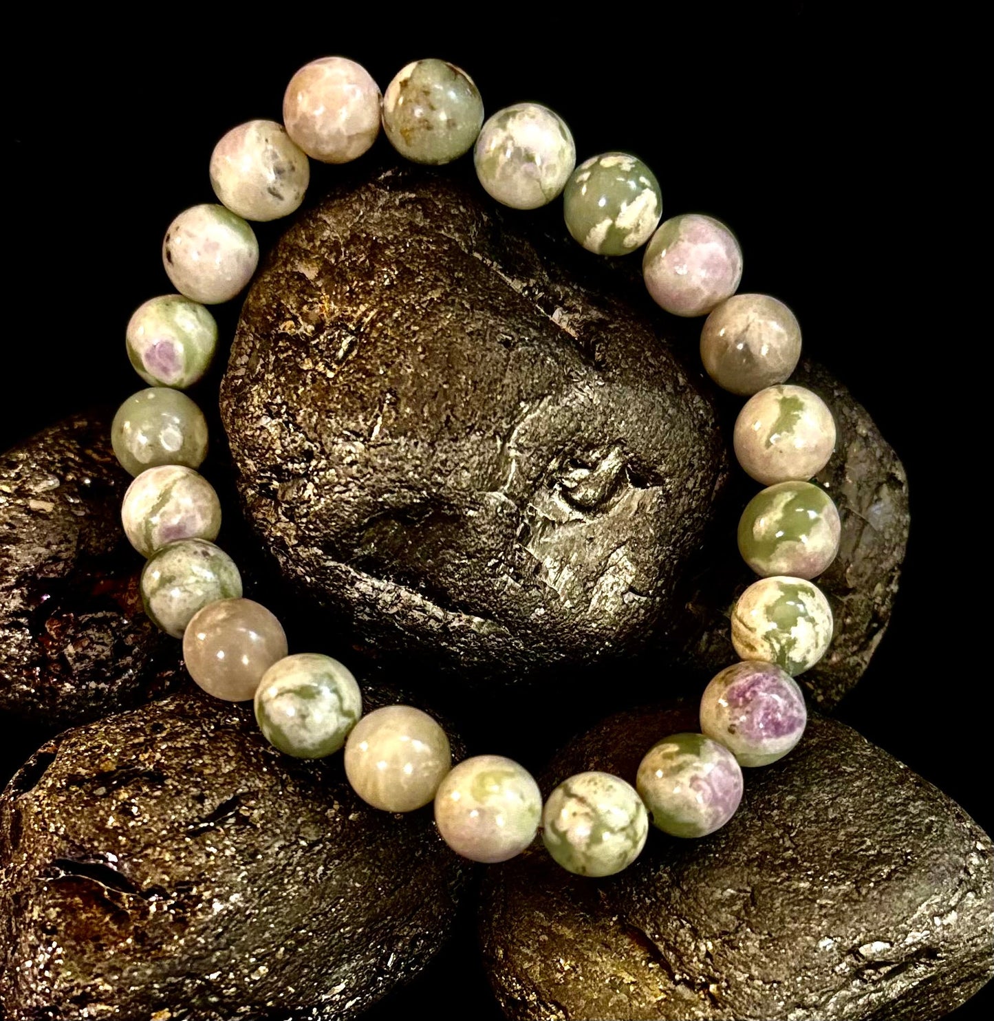 Pulsera Curativa de Jade de la Paz – Piedra Calmante de 8mm para Muñecas Medianas