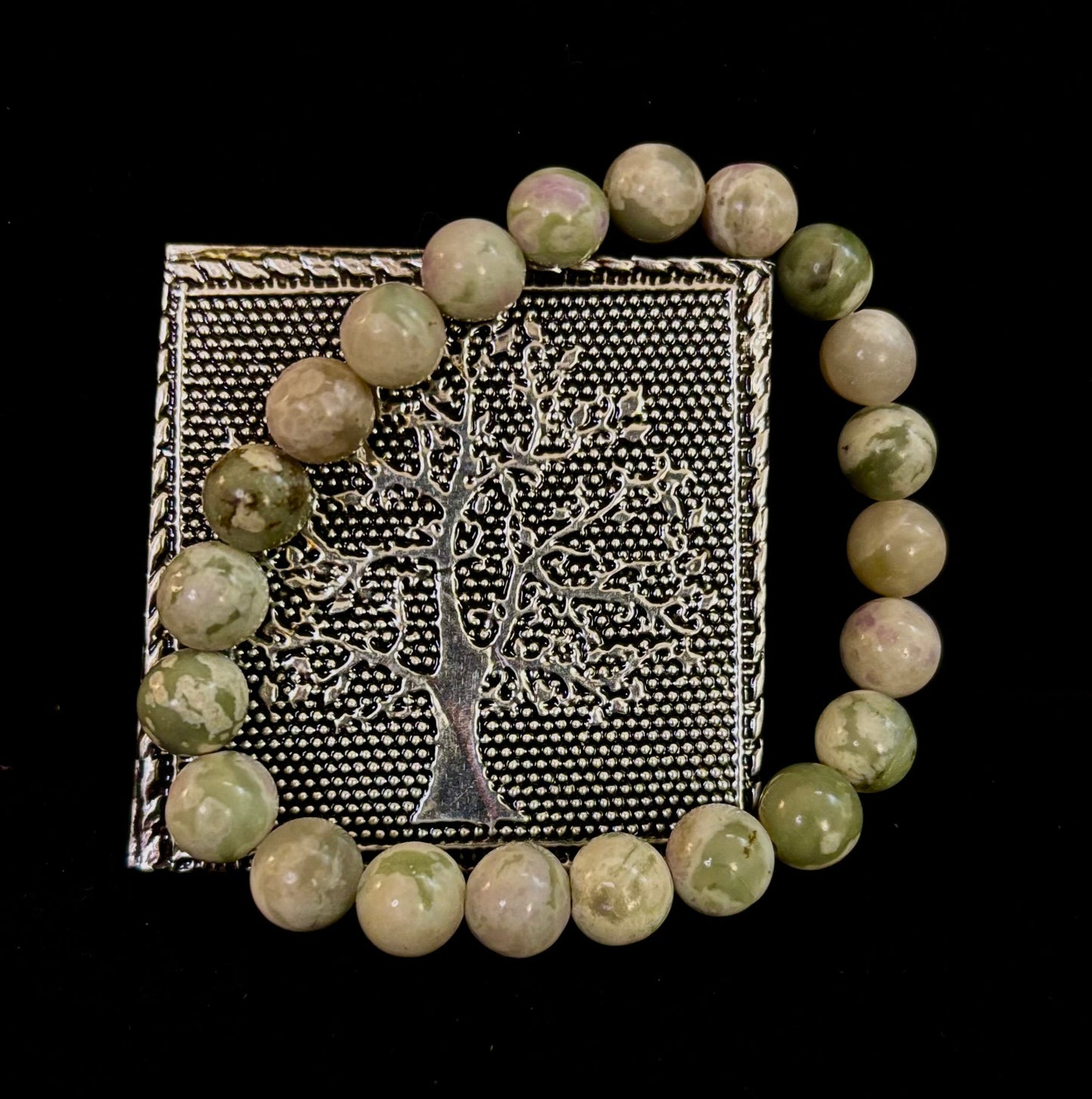 Pulsera Curativa de Jade de la Paz – Piedra Calmante de 8mm para Muñecas Medianas