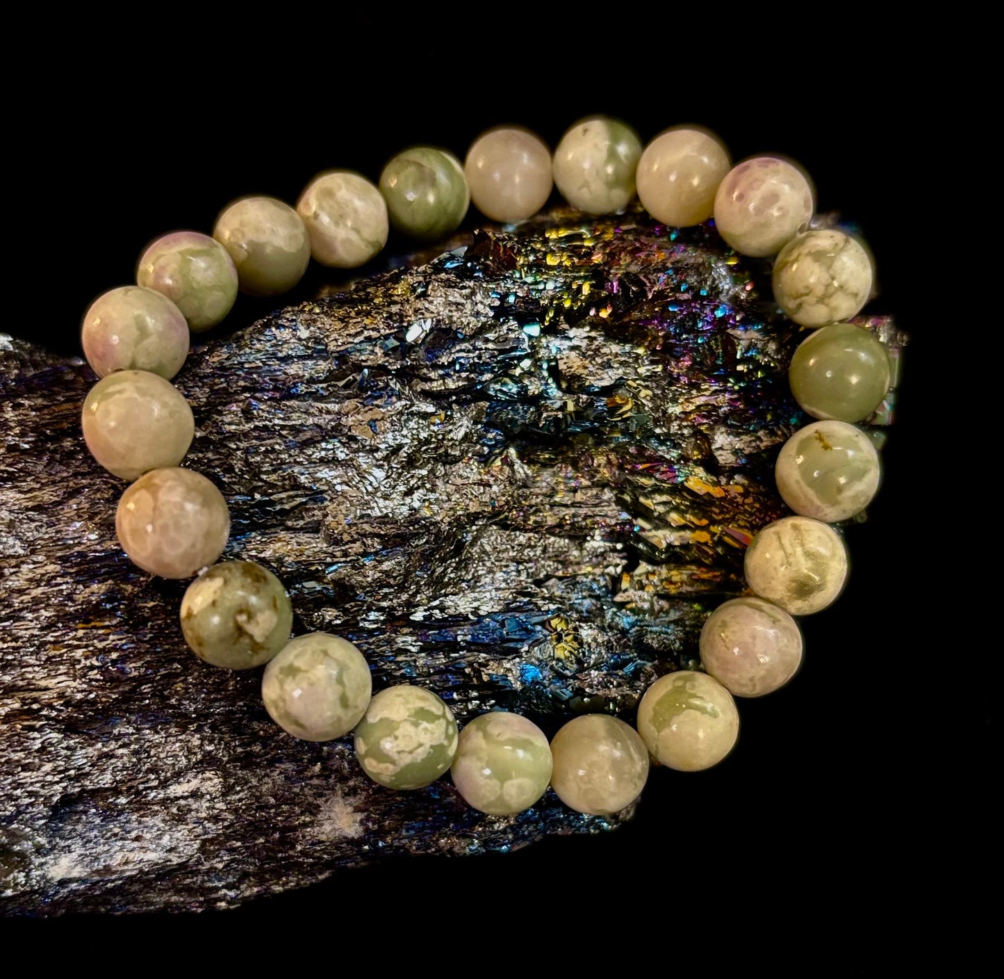 Pulsera Curativa de Jade de la Paz – Piedra Calmante de 8mm para Muñecas Medianas