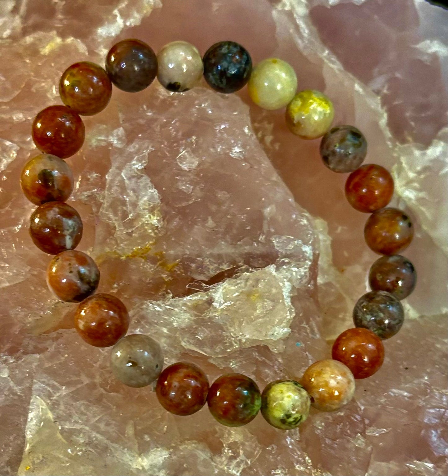 Pulsera de lepidolita rosa para aliviar el estrés – Apoyo para los chakras del corazón y de la corona