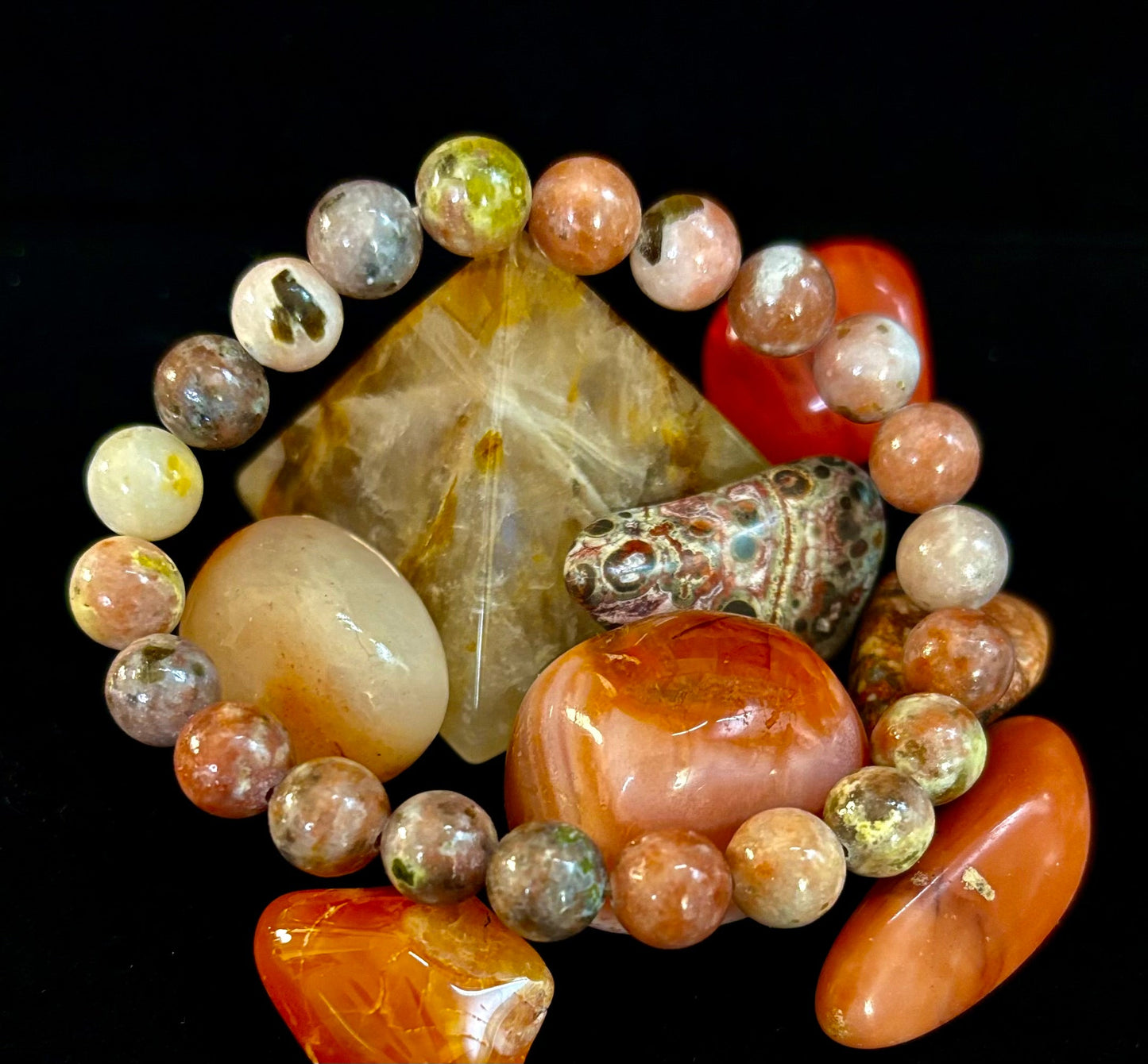 Pulsera de lepidolita rosa para aliviar el estrés – Apoyo para los chakras del corazón y de la corona