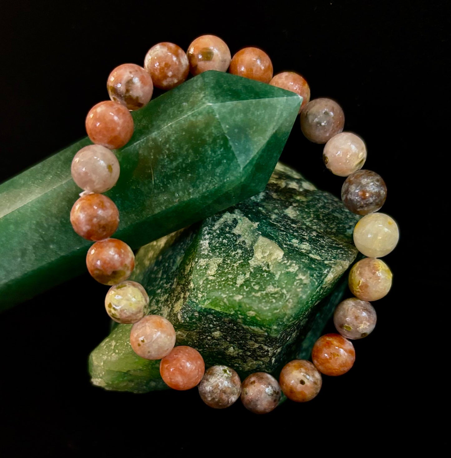 Pulsera de lepidolita rosa para aliviar el estrés – Apoyo para los chakras del corazón y de la corona