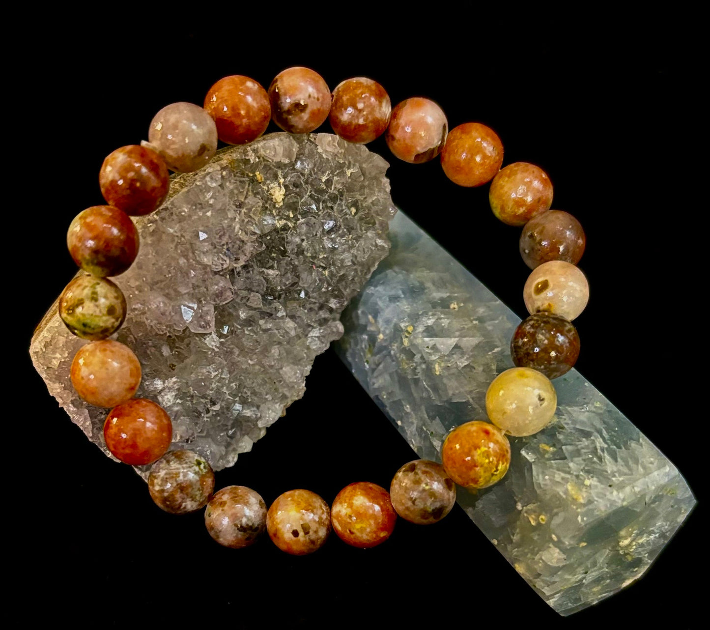 Pulsera de lepidolita rosa para aliviar el estrés – Apoyo para los chakras del corazón y de la corona