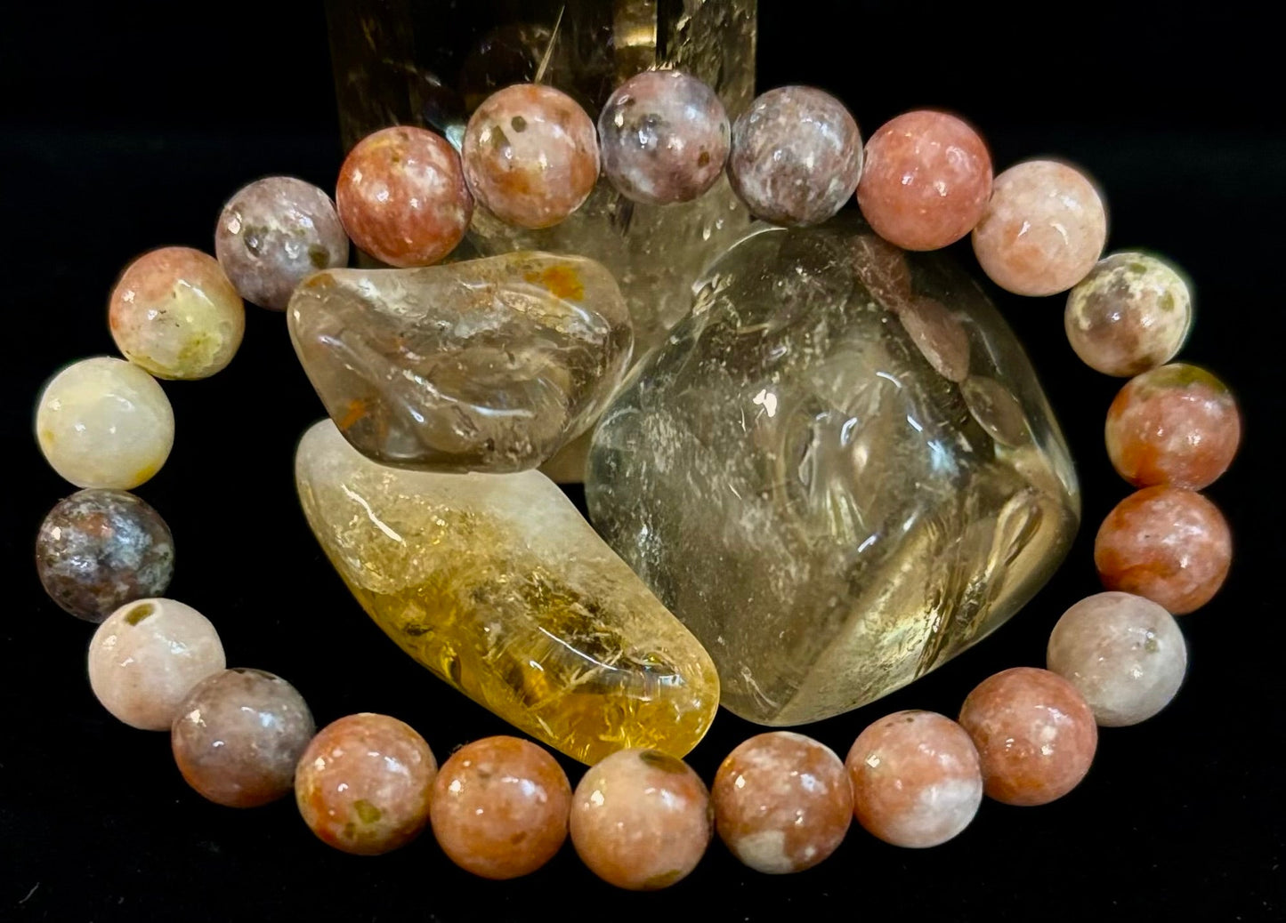 Pulsera de lepidolita rosa para aliviar el estrés – Apoyo para los chakras del corazón y de la corona