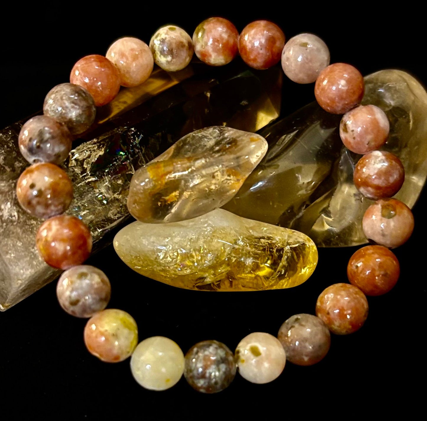 Pulsera de lepidolita rosa para aliviar el estrés – Apoyo para los chakras del corazón y de la corona