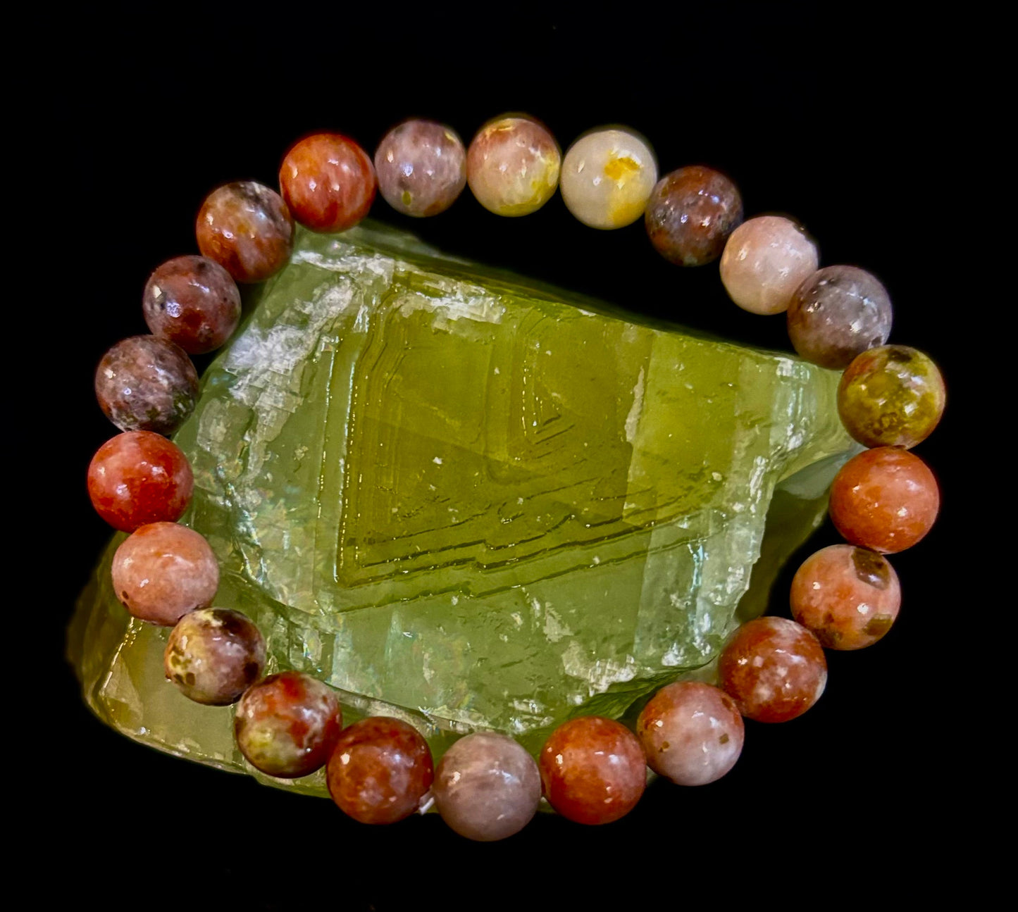 Pulsera de lepidolita rosa para aliviar el estrés – Apoyo para los chakras del corazón y de la corona