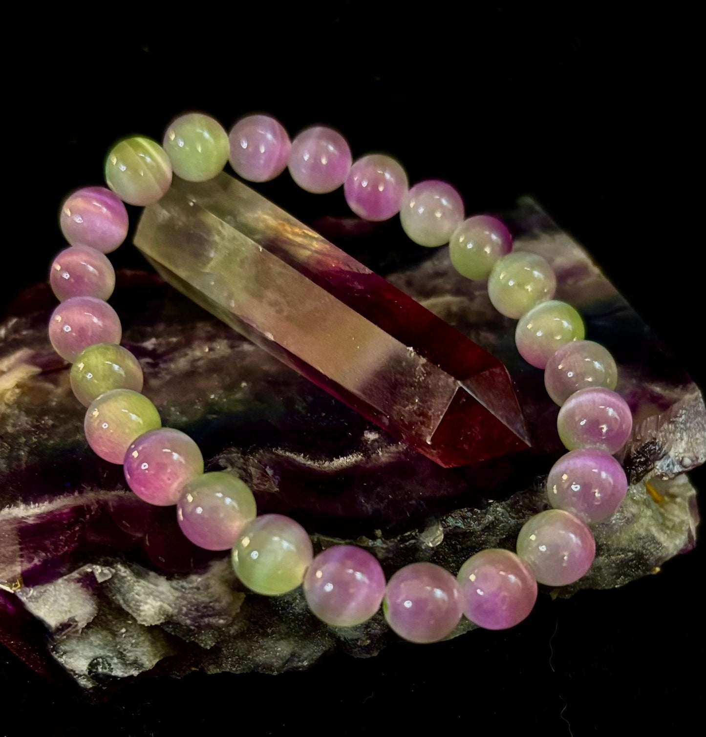 Pulsera de fluorita arcoíris de ensueño | Claridad + Calma | Cuentas de 8 mm (Muñeca mediana)