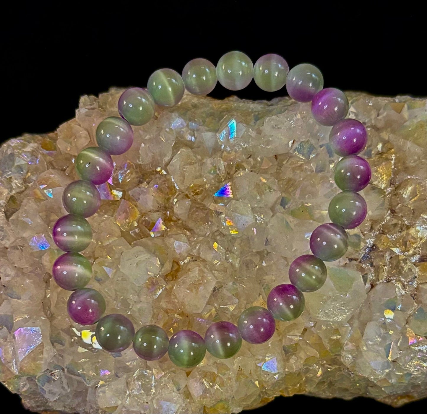 Pulsera de fluorita arcoíris de ensueño | Claridad + Calma | Cuentas de 8 mm (Muñeca mediana)