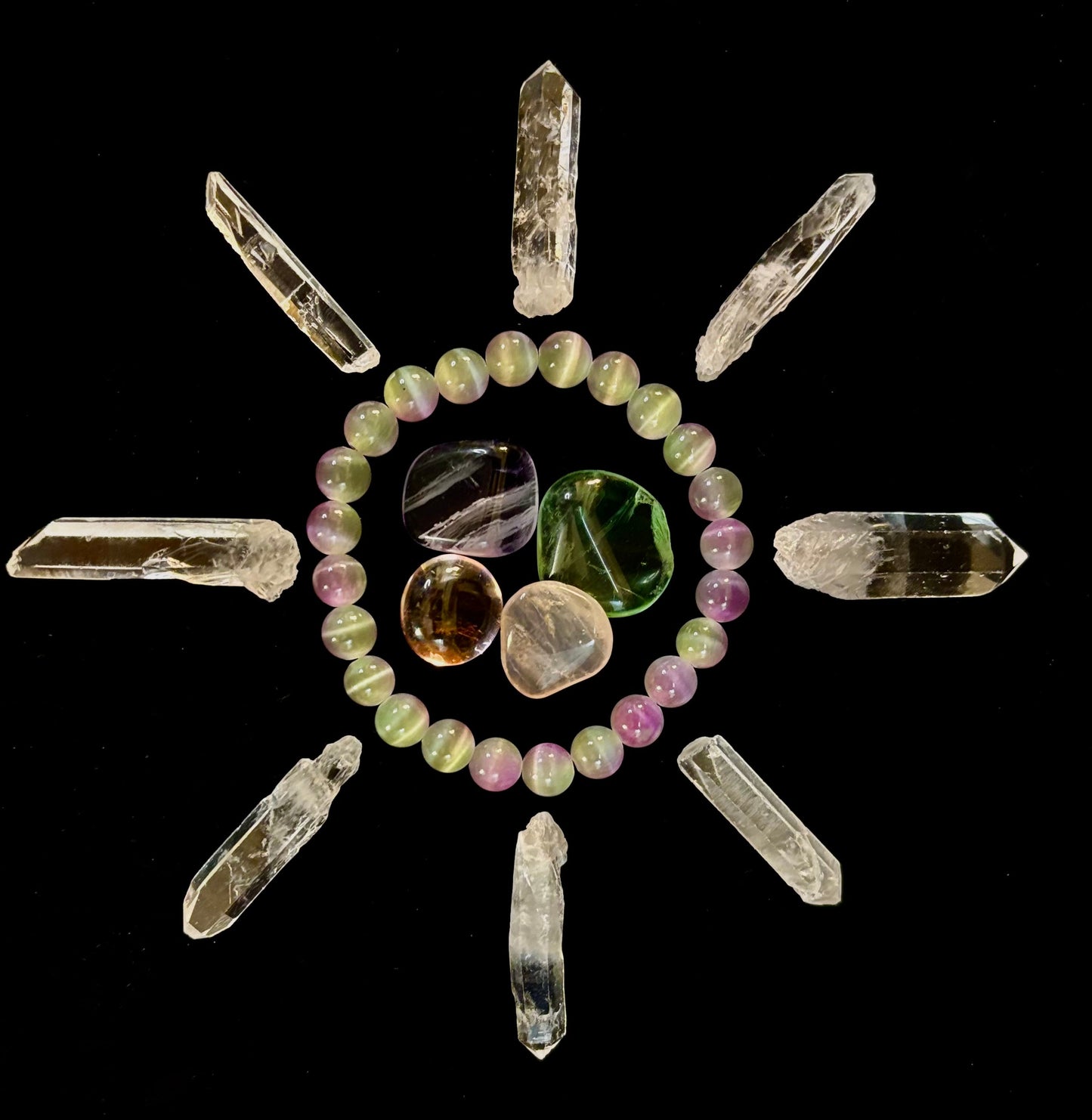 Pulsera de fluorita arcoíris de ensueño | Claridad + Calma | Cuentas de 8 mm (Muñeca mediana)