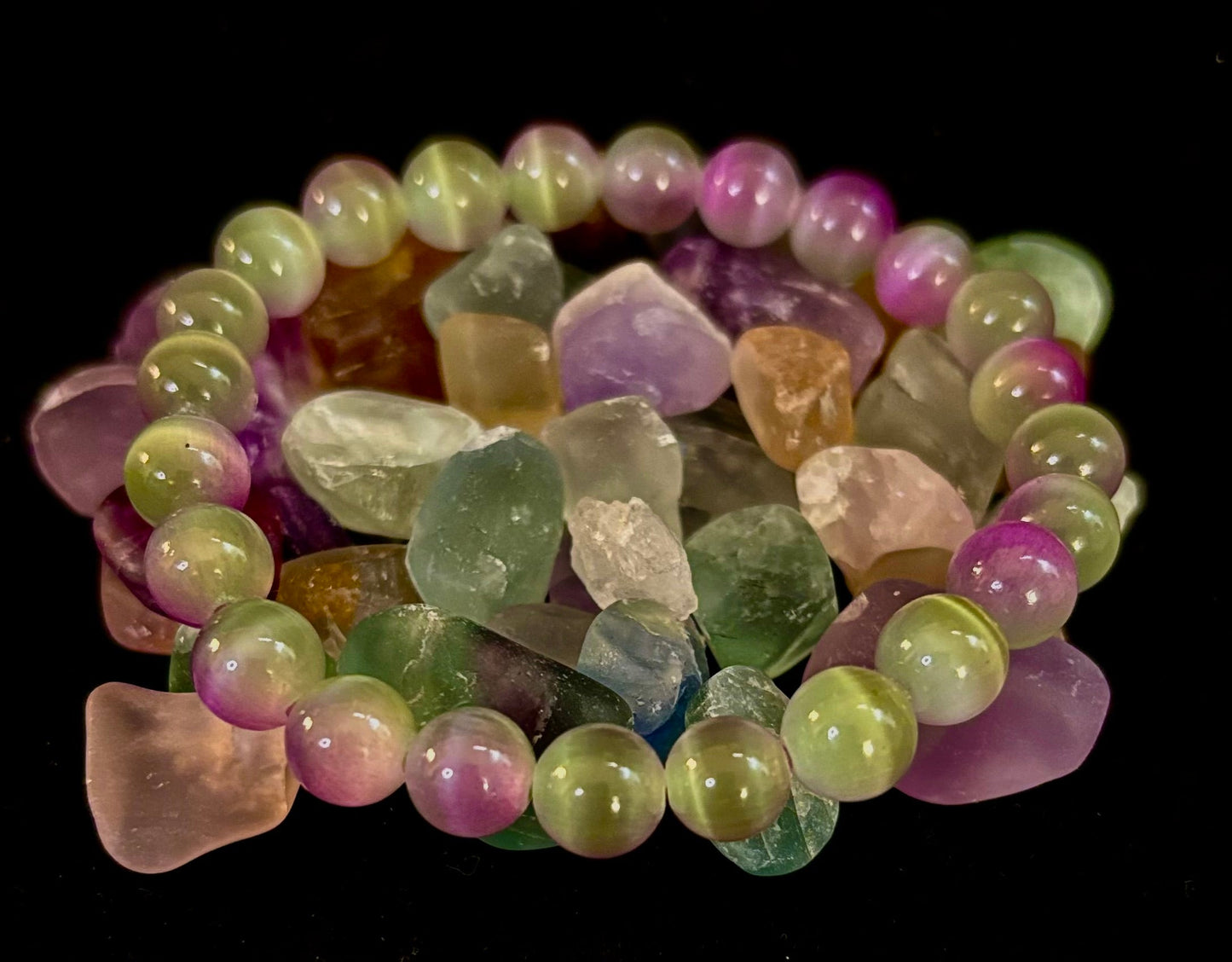 Pulsera de fluorita arcoíris de ensueño | Claridad + Calma | Cuentas de 8 mm (Muñeca mediana)