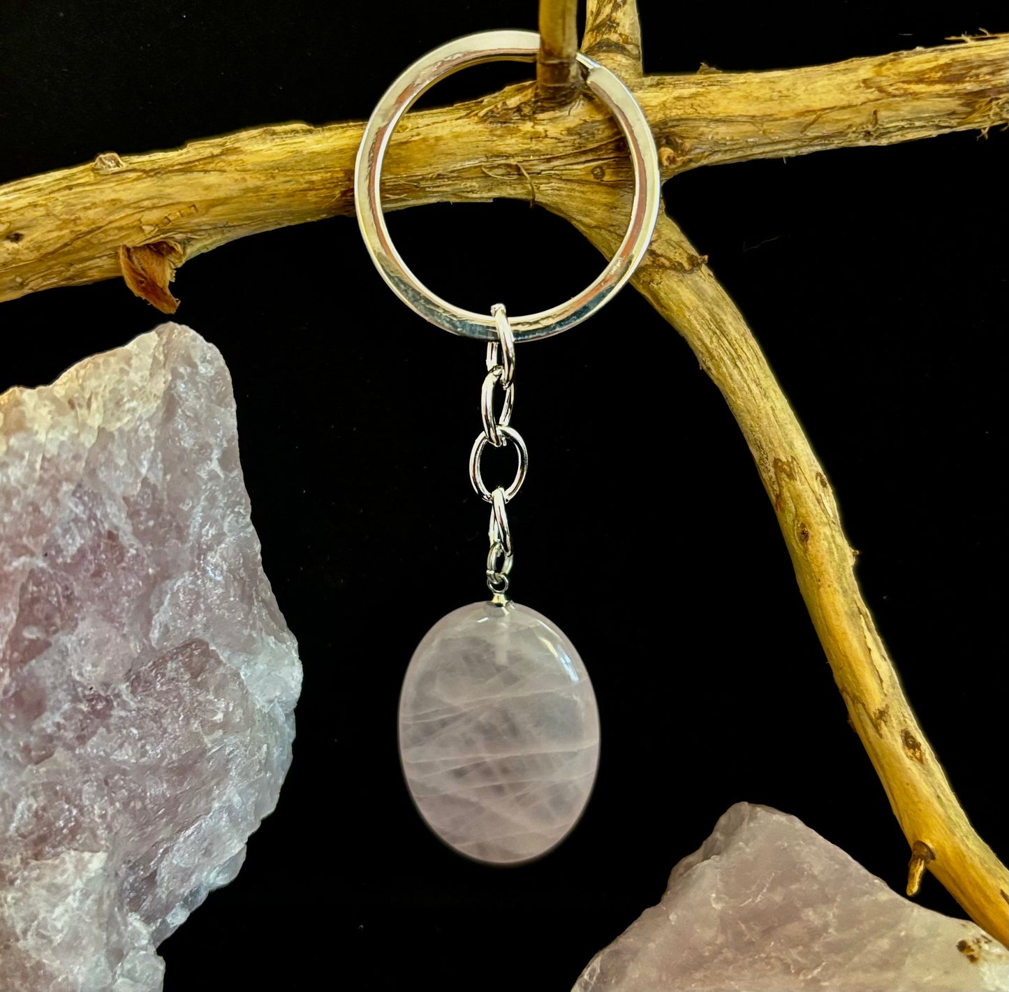 Llavero de piedra de preocupación de cristal natural – Amatista, cuarzo transparente, obsidiana, ojo de tigre, aventurina verde y cuarzo rosa (3,17 cm)
