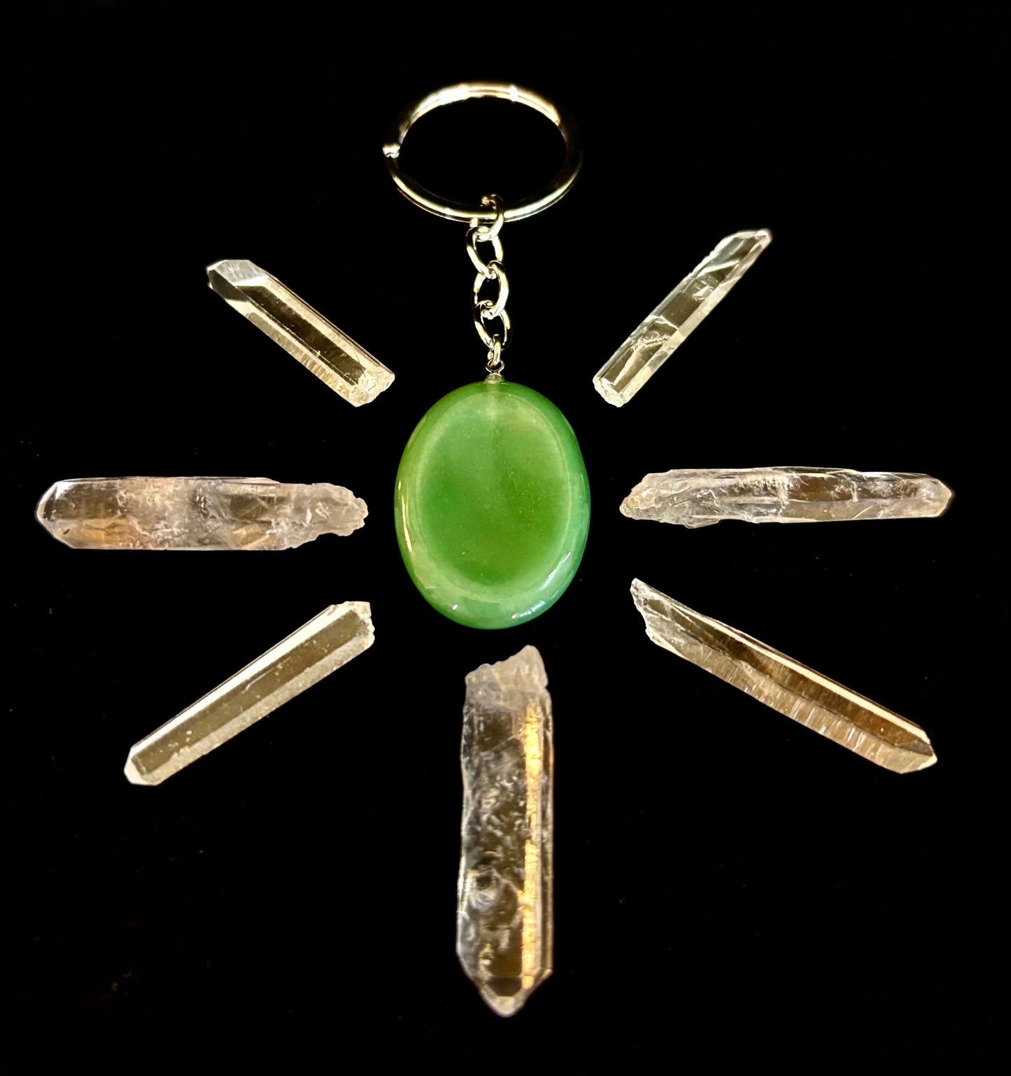 Llavero de piedra de preocupación de cristal natural – Amatista, cuarzo transparente, obsidiana, ojo de tigre, aventurina verde y cuarzo rosa (3,17 cm)