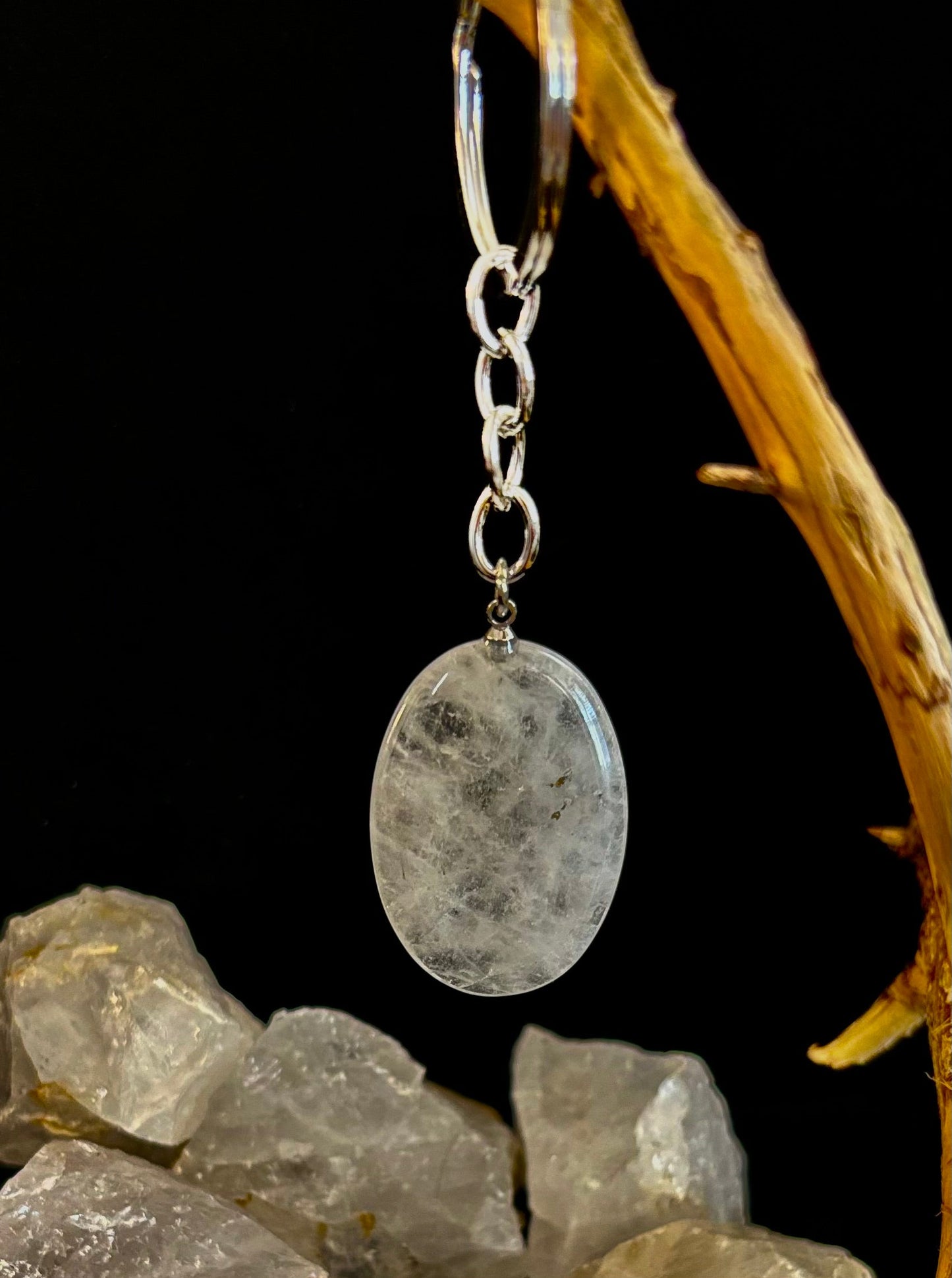 Llavero de piedra de preocupación de cristal natural – Amatista, cuarzo transparente, obsidiana, ojo de tigre, aventurina verde y cuarzo rosa (3,17 cm)