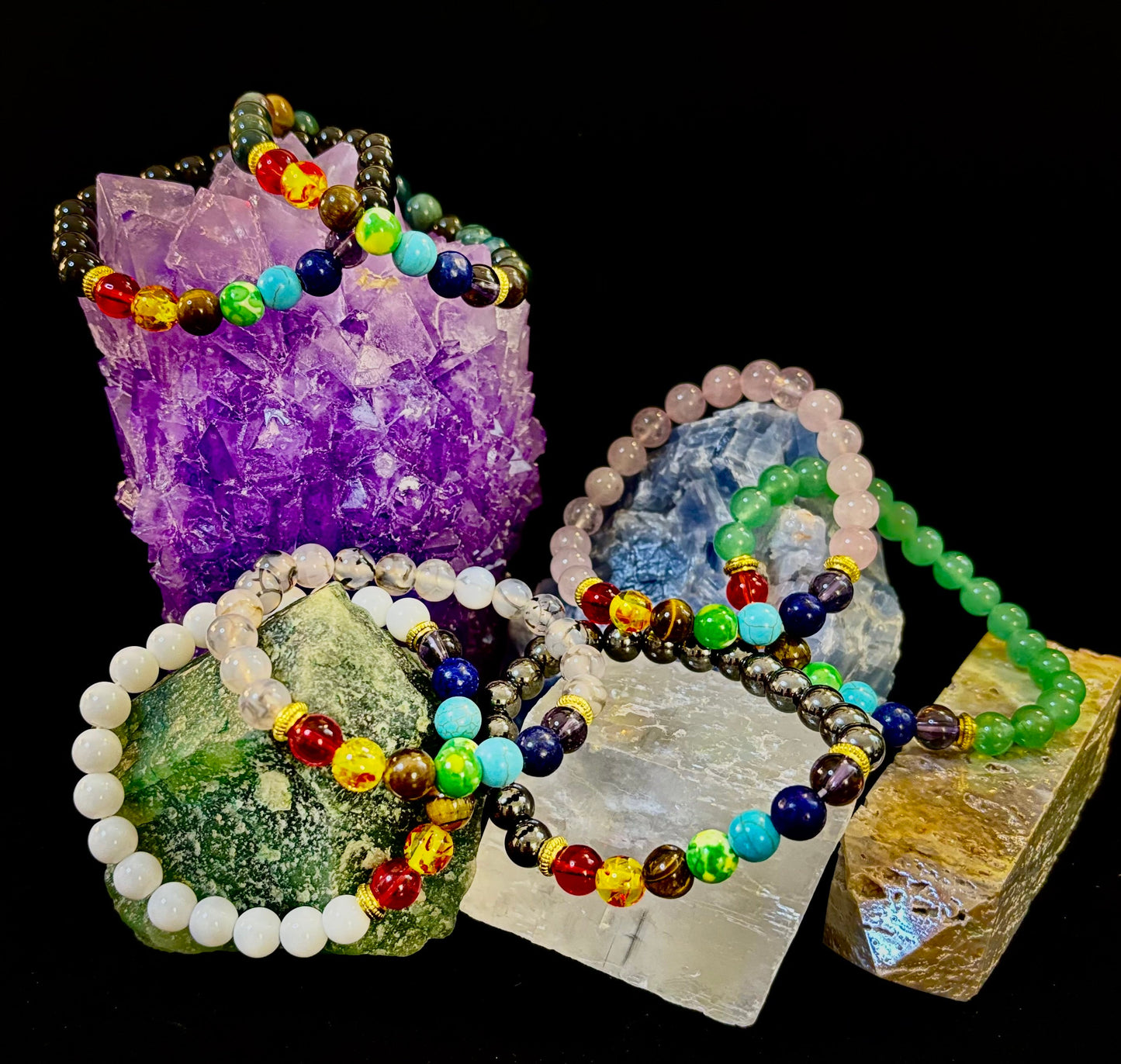 🌈 7 Pulseras de Chakras para 7 Días – Set Energético Semanal Completo (Caja de Regalo)