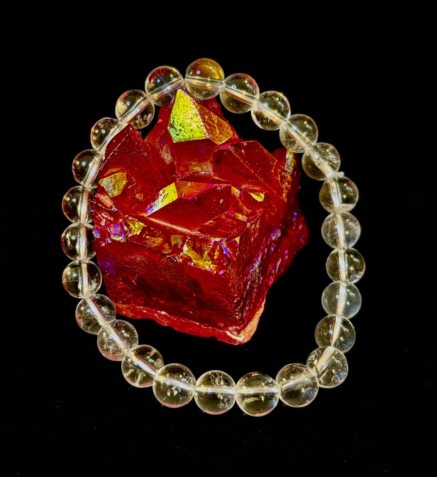 Pulsera de claridad de cuarzo transparente – Cristal natural de 8 mm (Muñecas medianas)