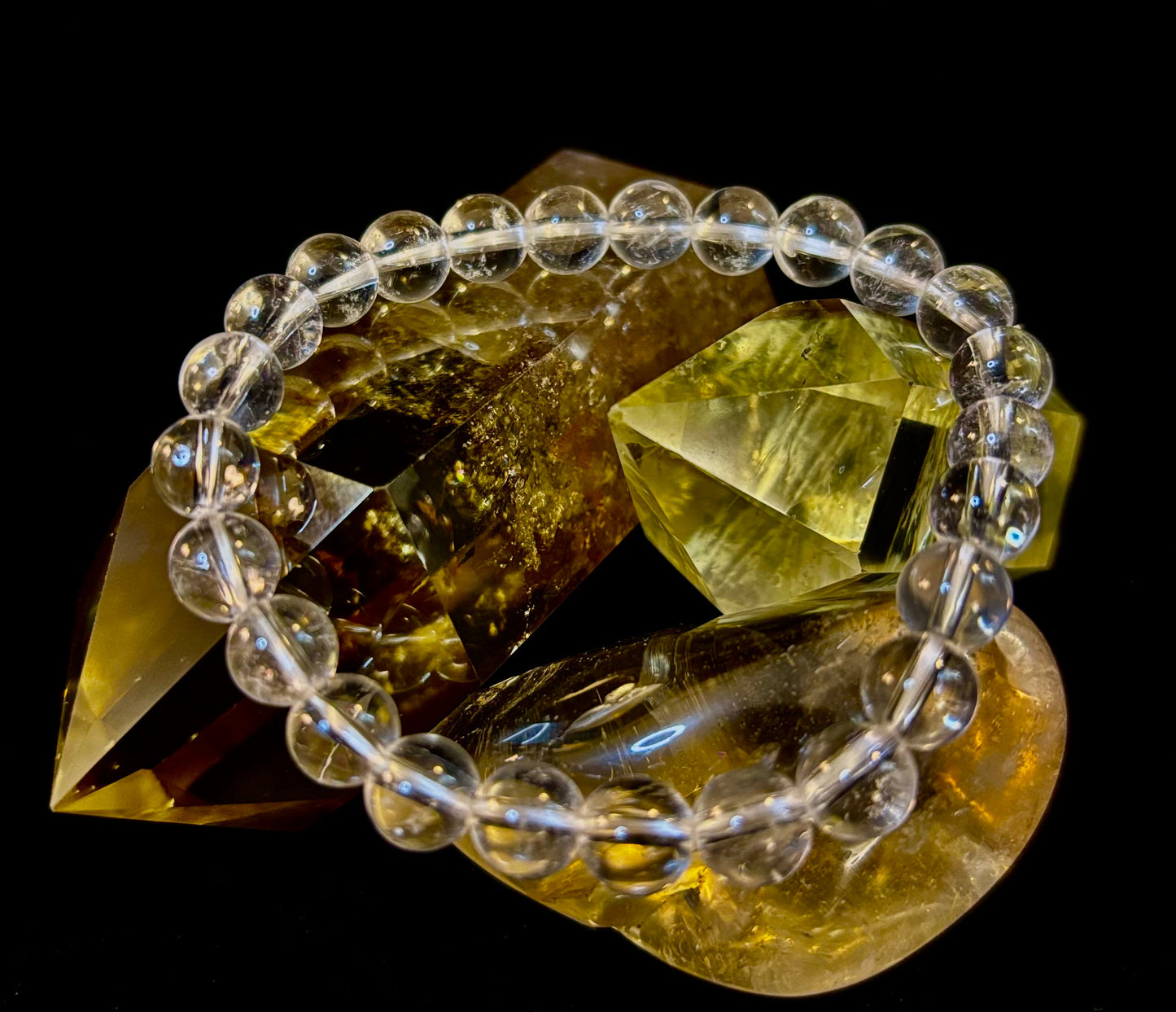 Pulsera de claridad de cuarzo transparente – Cristal natural de 8 mm (Muñecas medianas)