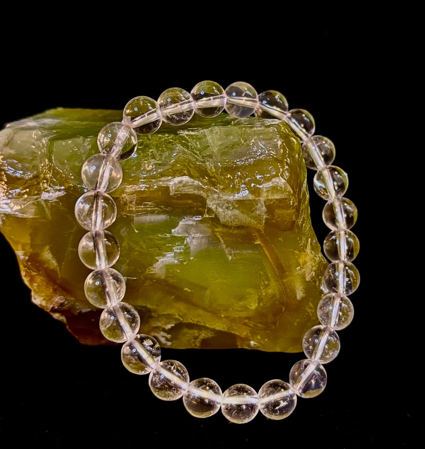 Pulsera de claridad de cuarzo transparente – Cristal natural de 8 mm (Muñecas medianas)