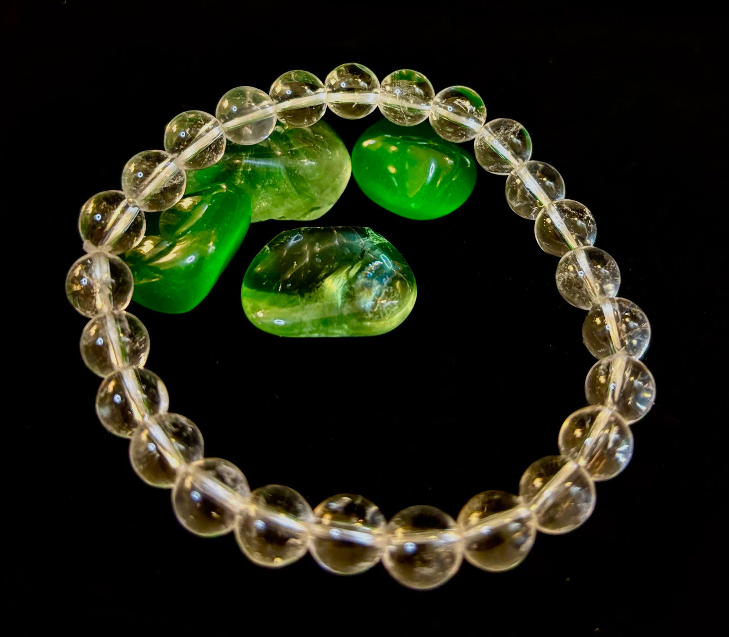 Pulsera de claridad de cuarzo transparente – Cristal natural de 8 mm (Muñecas medianas)