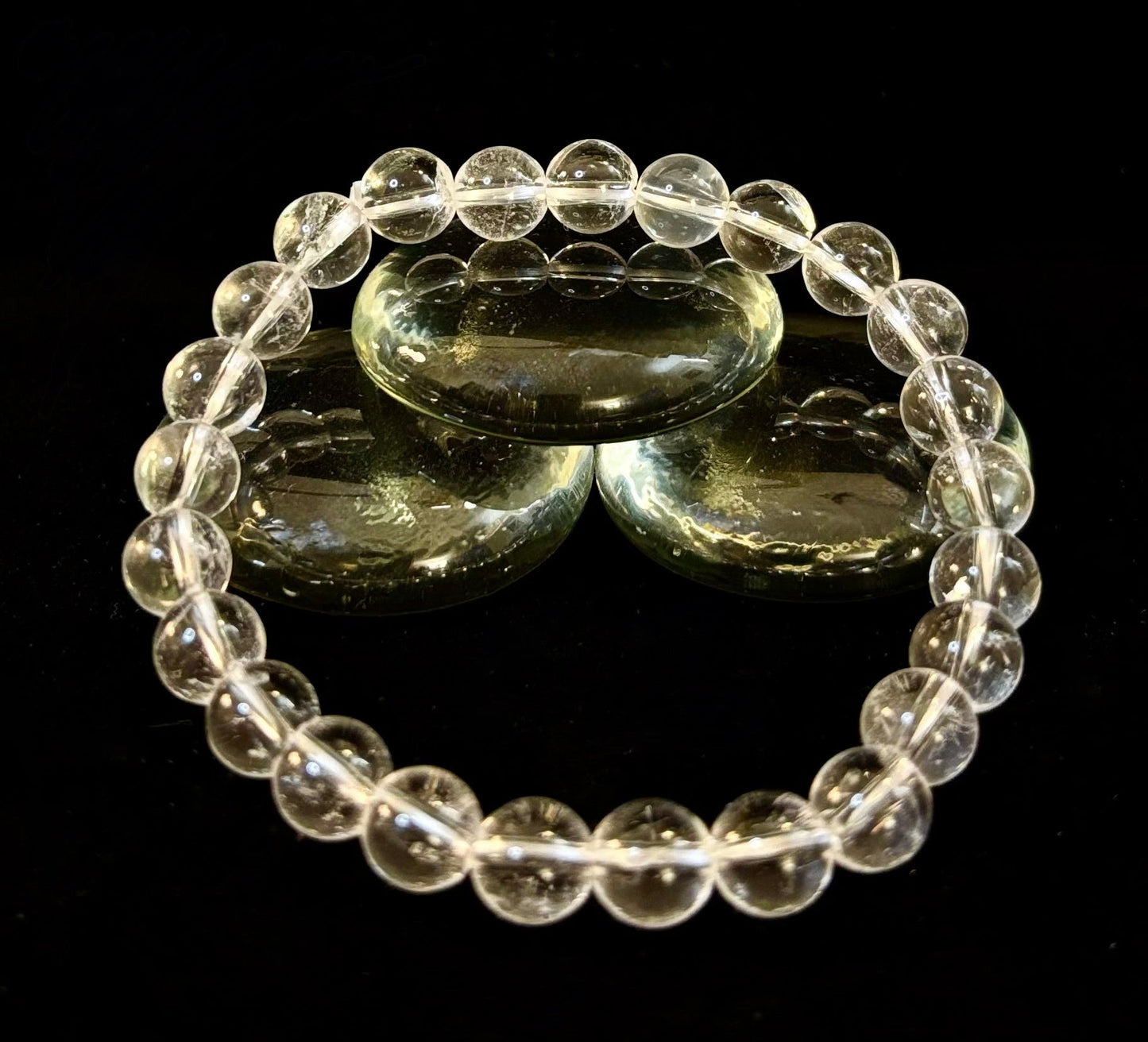 Pulsera de claridad de cuarzo transparente – Cristal natural de 8 mm (Muñecas medianas)