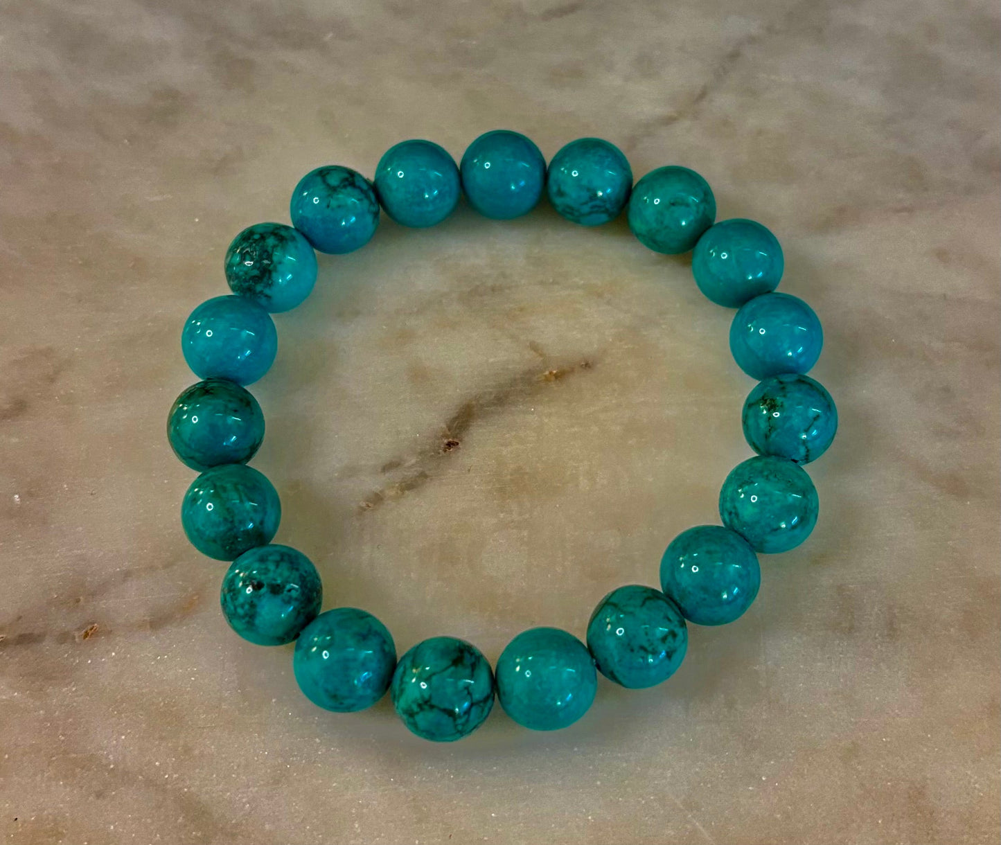 Pulsera de protección de reiki de color turquesa azul oscuro (muñecas medianas)