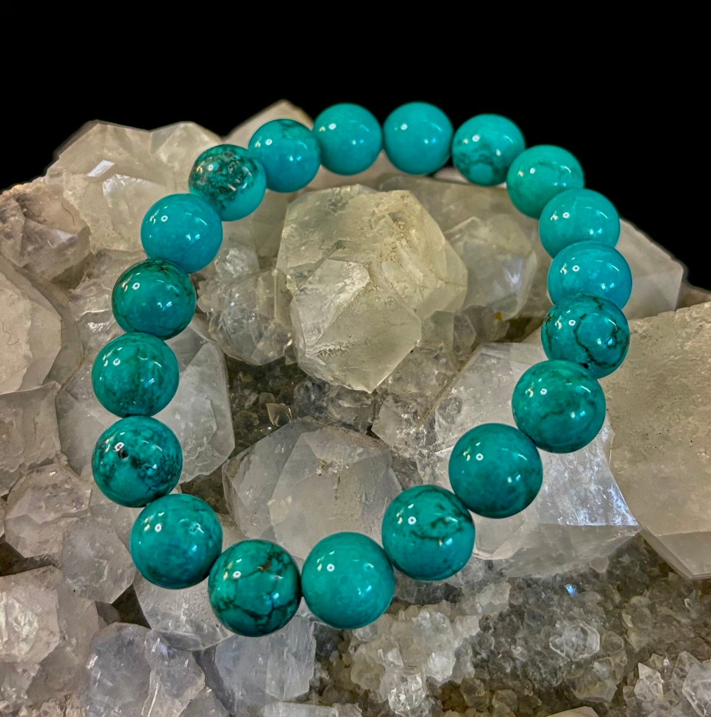 Pulsera de protección de reiki de color turquesa azul oscuro (muñecas medianas)