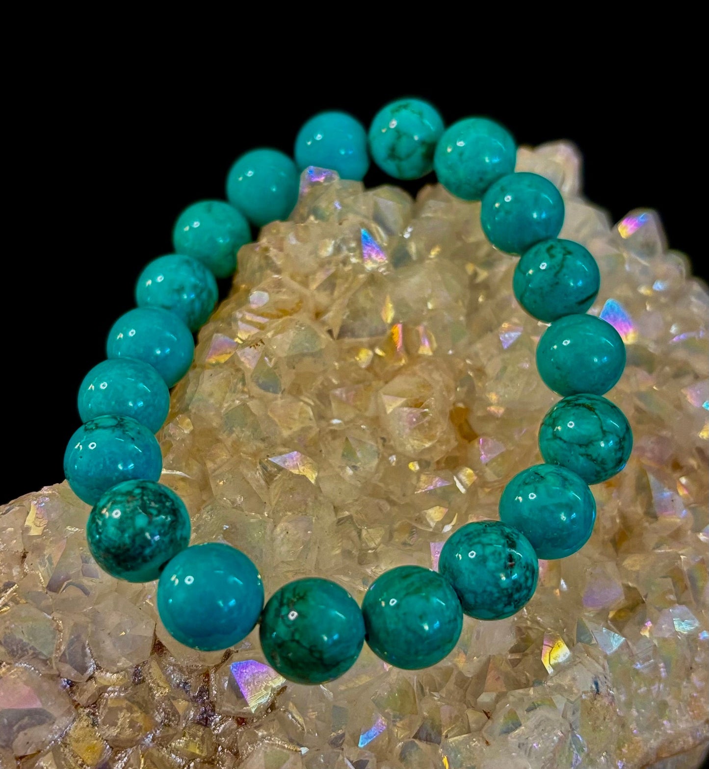 Pulsera de protección de reiki de color turquesa azul oscuro (muñecas medianas)