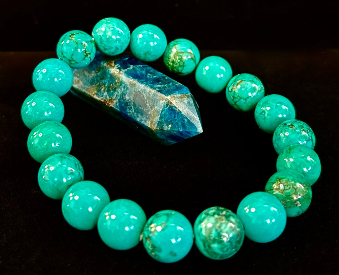 Pulsera de protección de reiki de color turquesa azul oscuro (muñecas medianas)