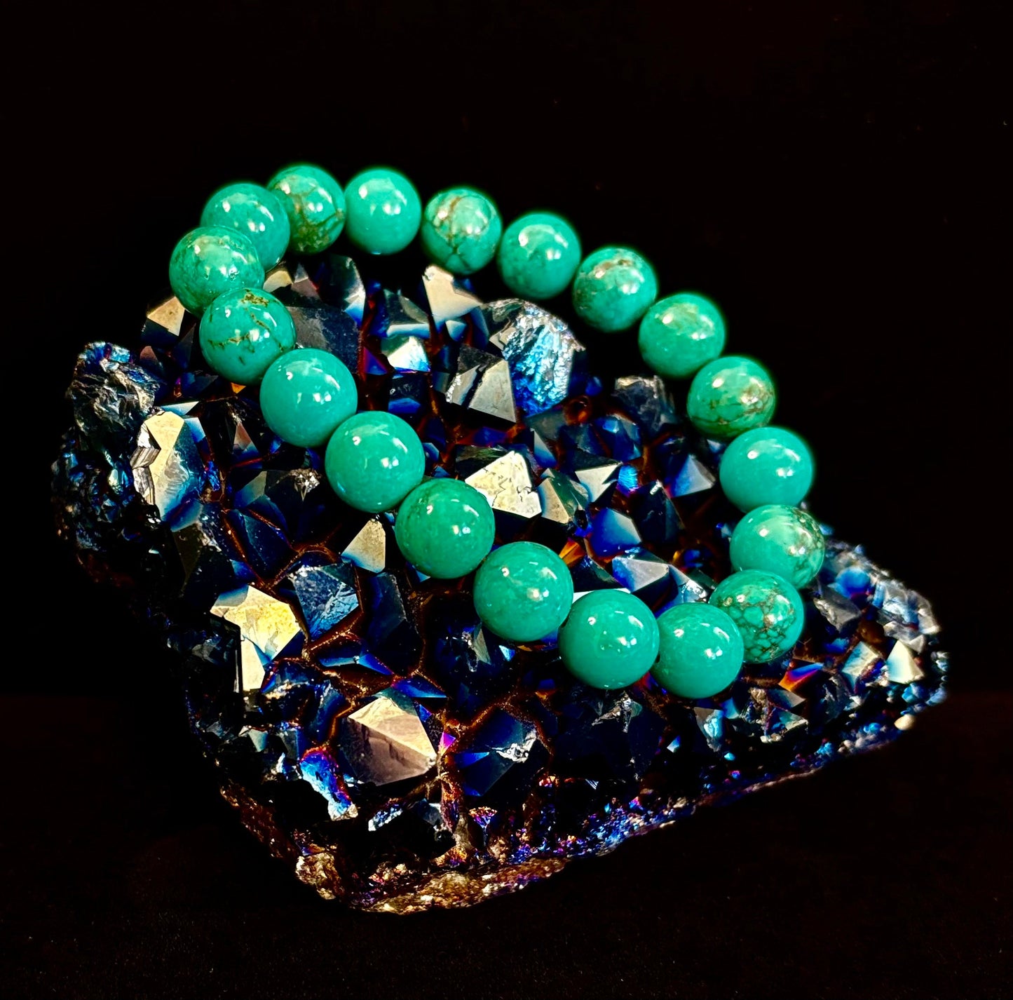 Pulsera de protección de reiki de color turquesa azul oscuro (muñecas medianas)
