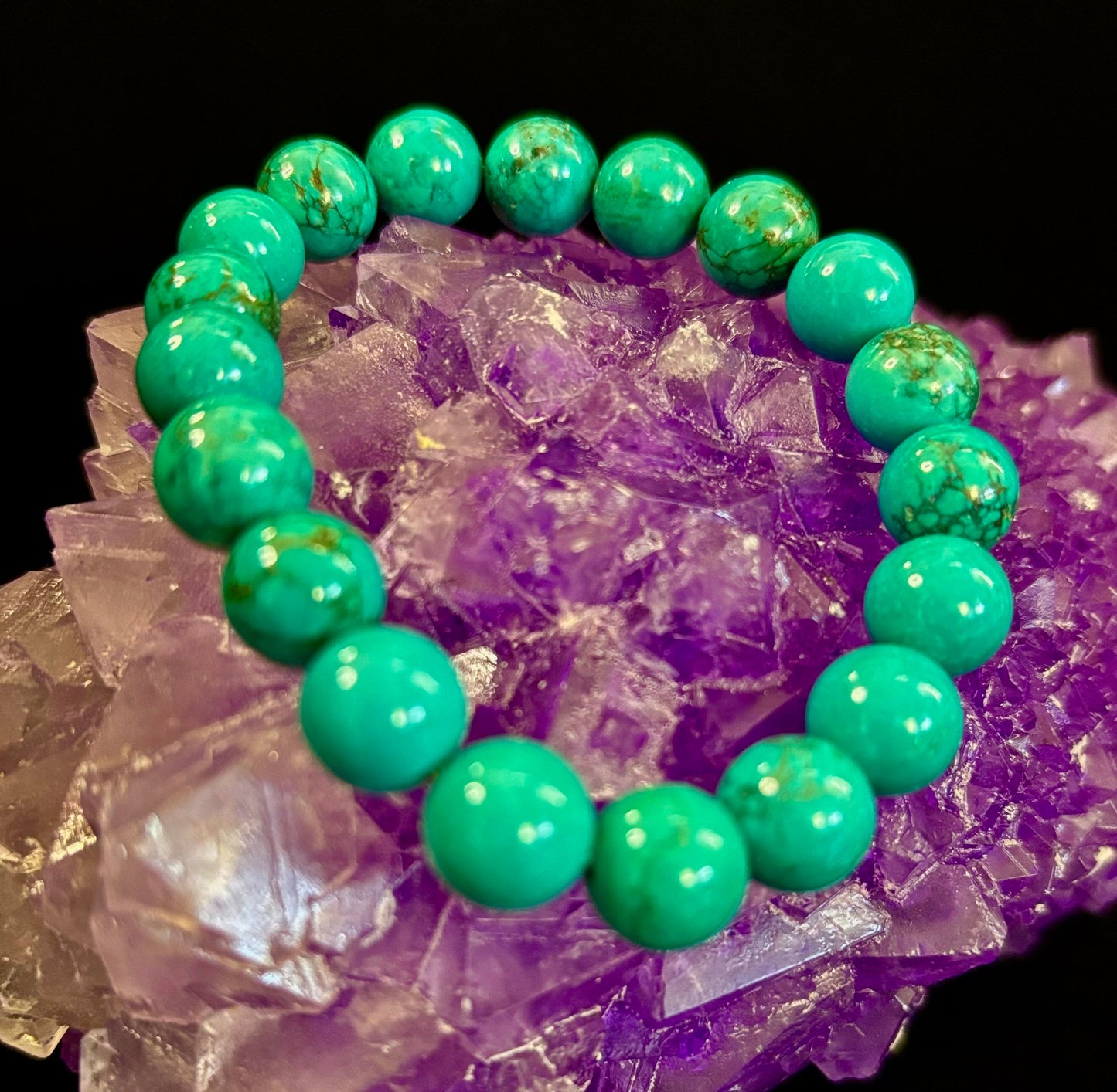 Pulsera de protección de reiki de color turquesa azul oscuro (muñecas medianas)