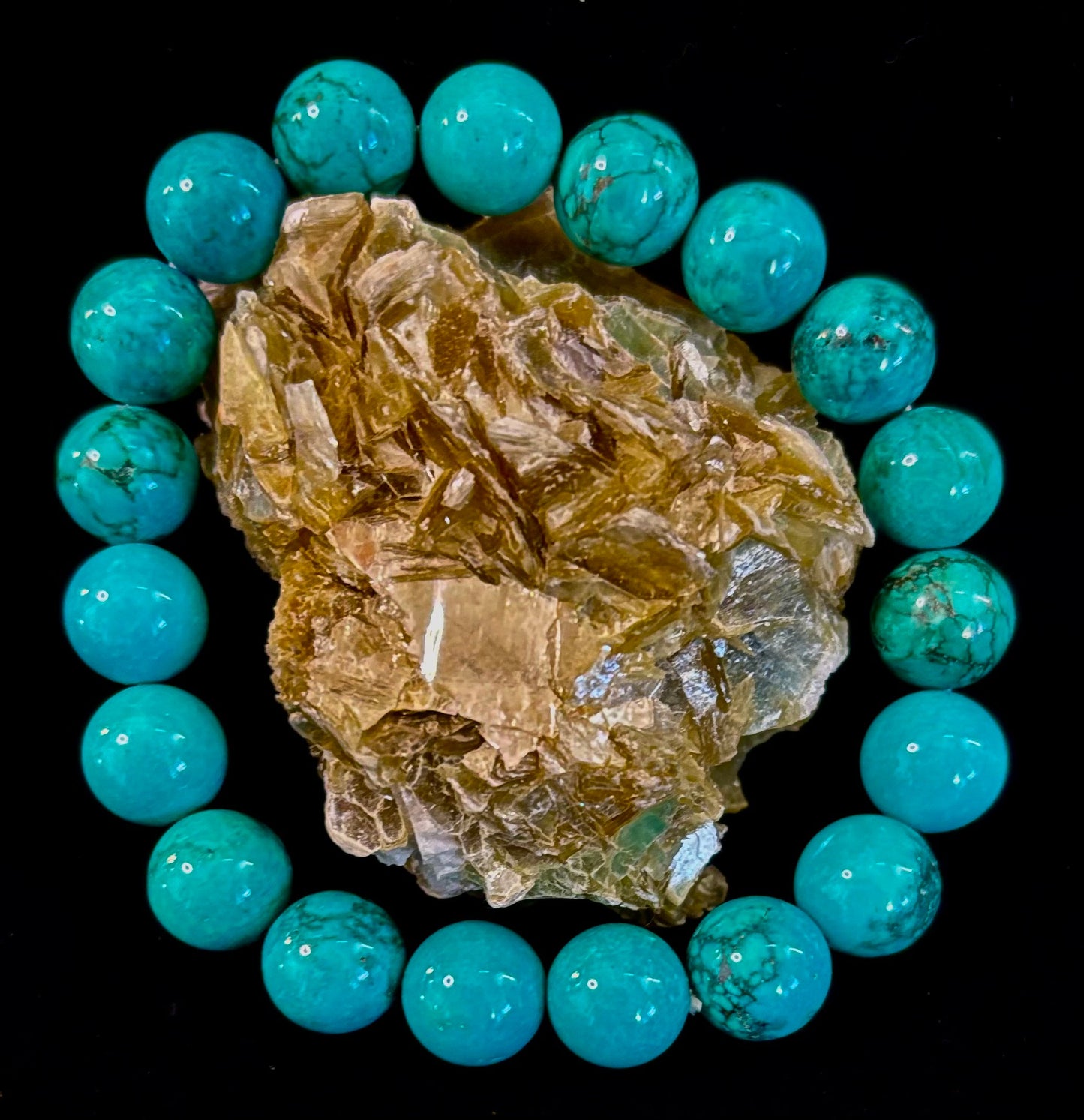 Pulsera de protección de reiki de color turquesa azul oscuro (muñecas medianas)