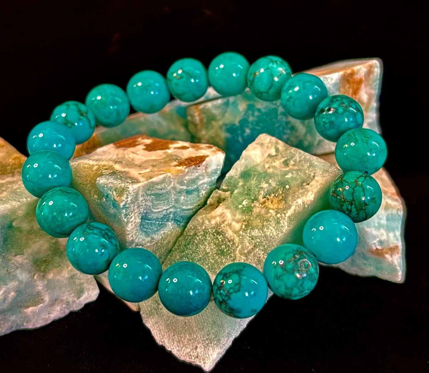 Pulsera de protección de reiki de color turquesa azul oscuro (muñecas medianas)