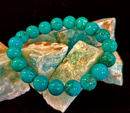 Pulsera de protección de reiki de color turquesa azul oscuro (muñecas medianas)