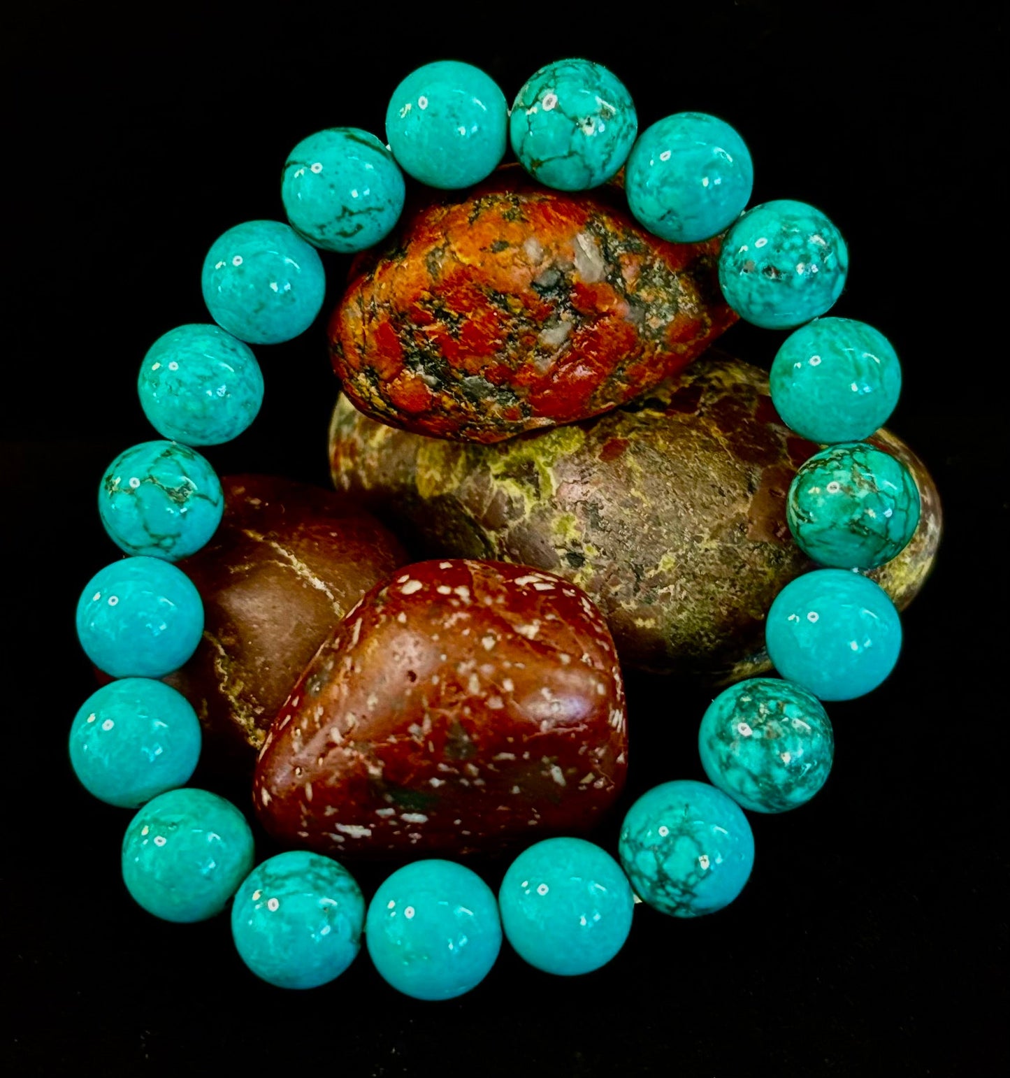 Pulsera de protección de reiki de color turquesa azul oscuro (muñecas medianas)