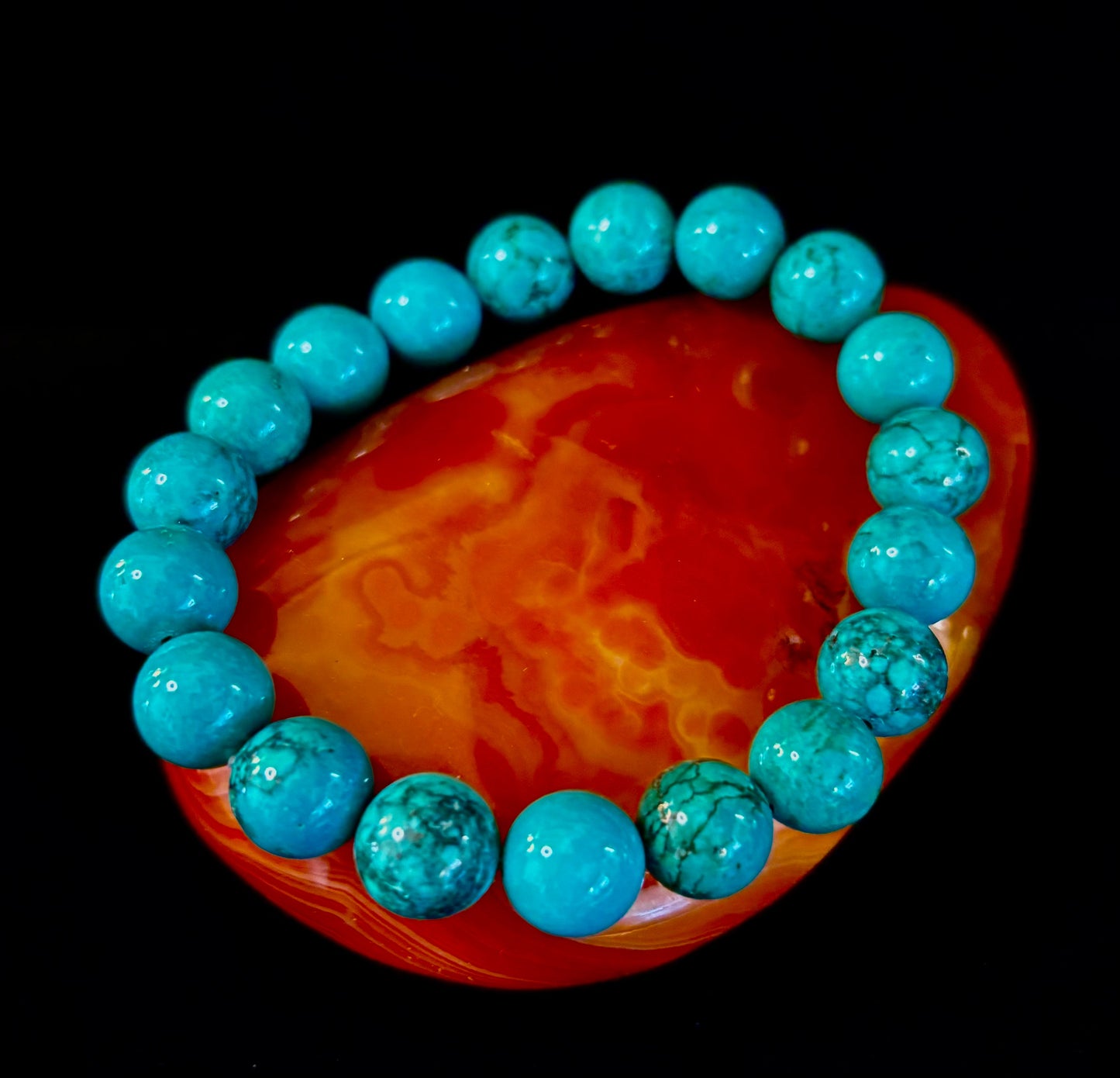Pulsera de protección de reiki de color turquesa azul oscuro (muñecas medianas)