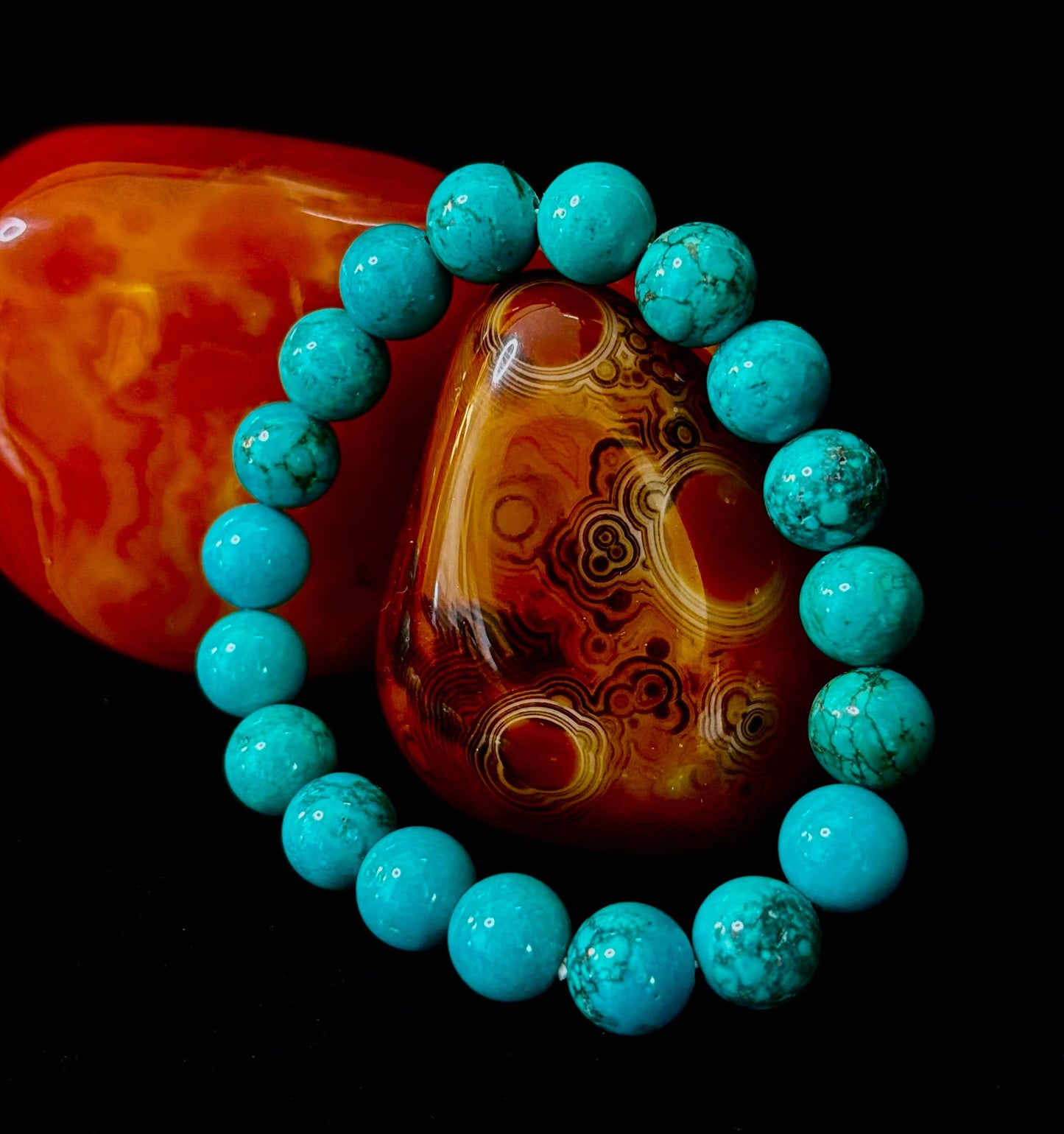Pulsera de protección de reiki de color turquesa azul oscuro (muñecas medianas)