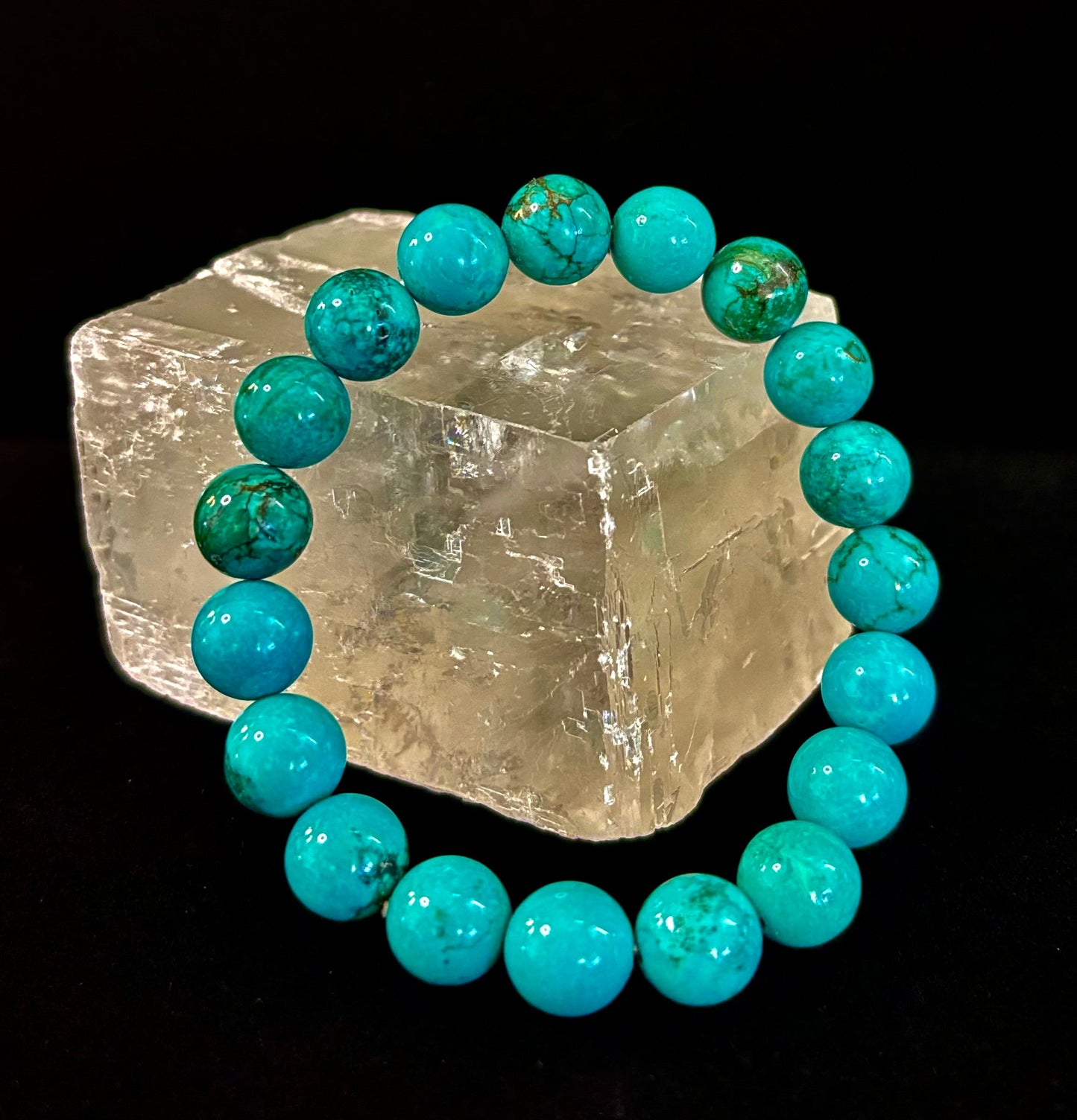 Pulsera de protección de reiki de color turquesa azul oscuro (muñecas medianas)