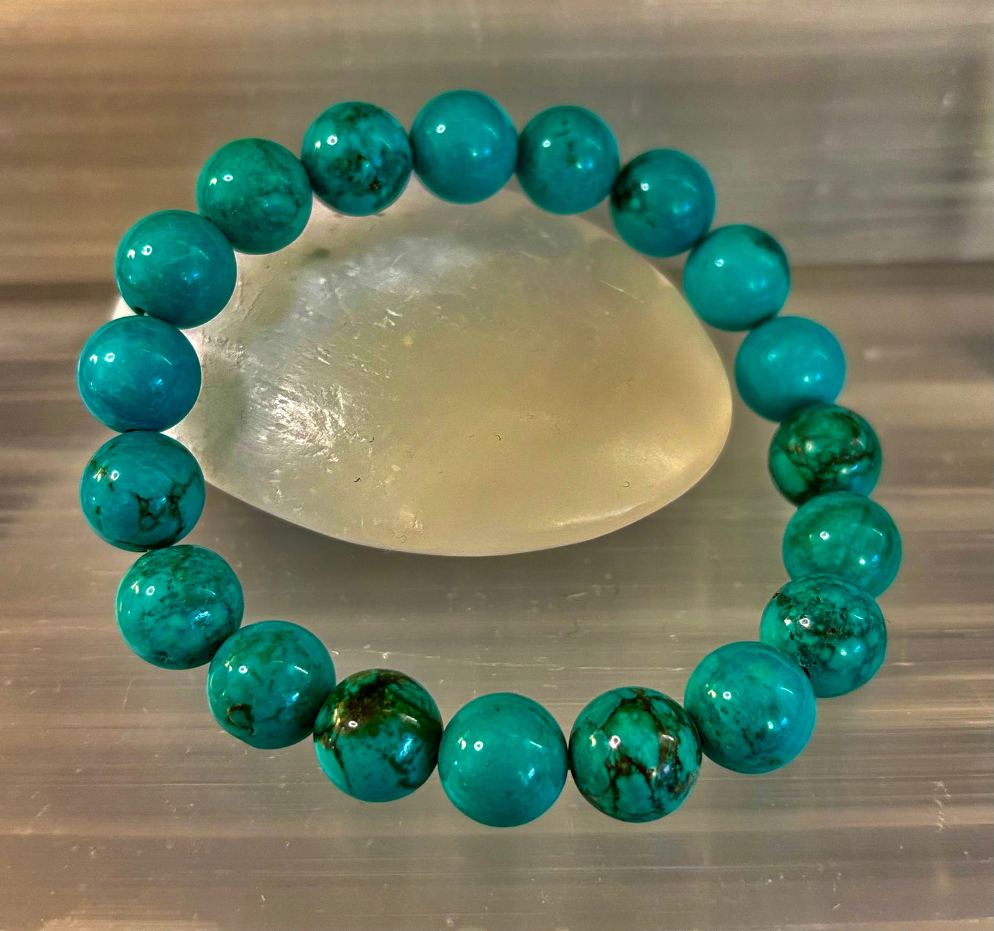 Pulsera de protección de reiki de color turquesa azul oscuro (muñecas medianas)