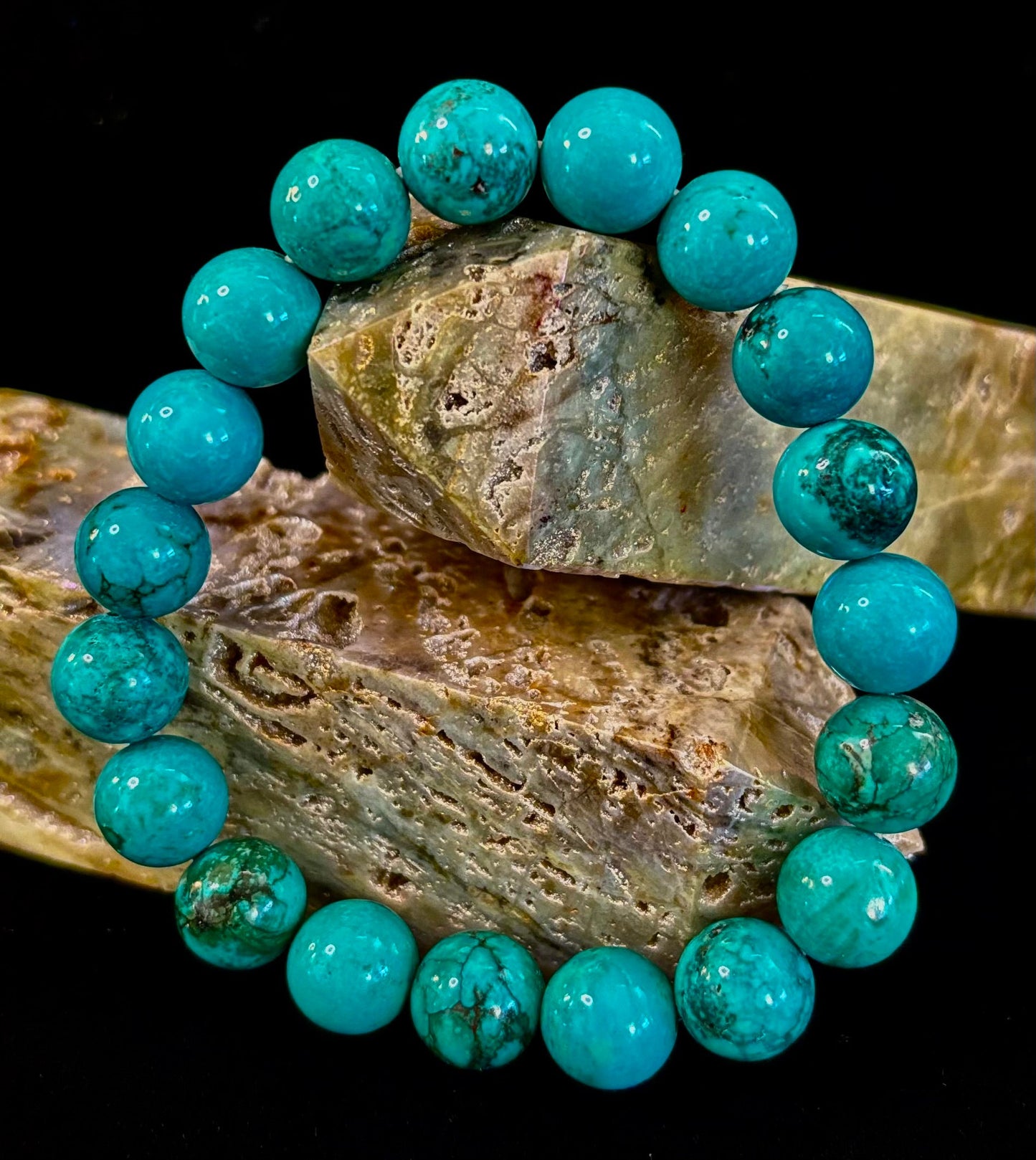 Pulsera de protección de reiki de color turquesa azul oscuro (muñecas medianas)