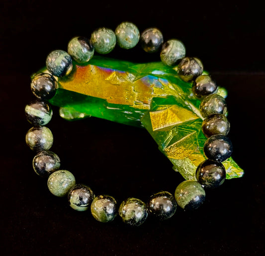 Pulsera de Jaspe Kambaba 8mm, Infundida con Reiki, para Paz y Manifestación (Muñecas Medianas-Grandes)