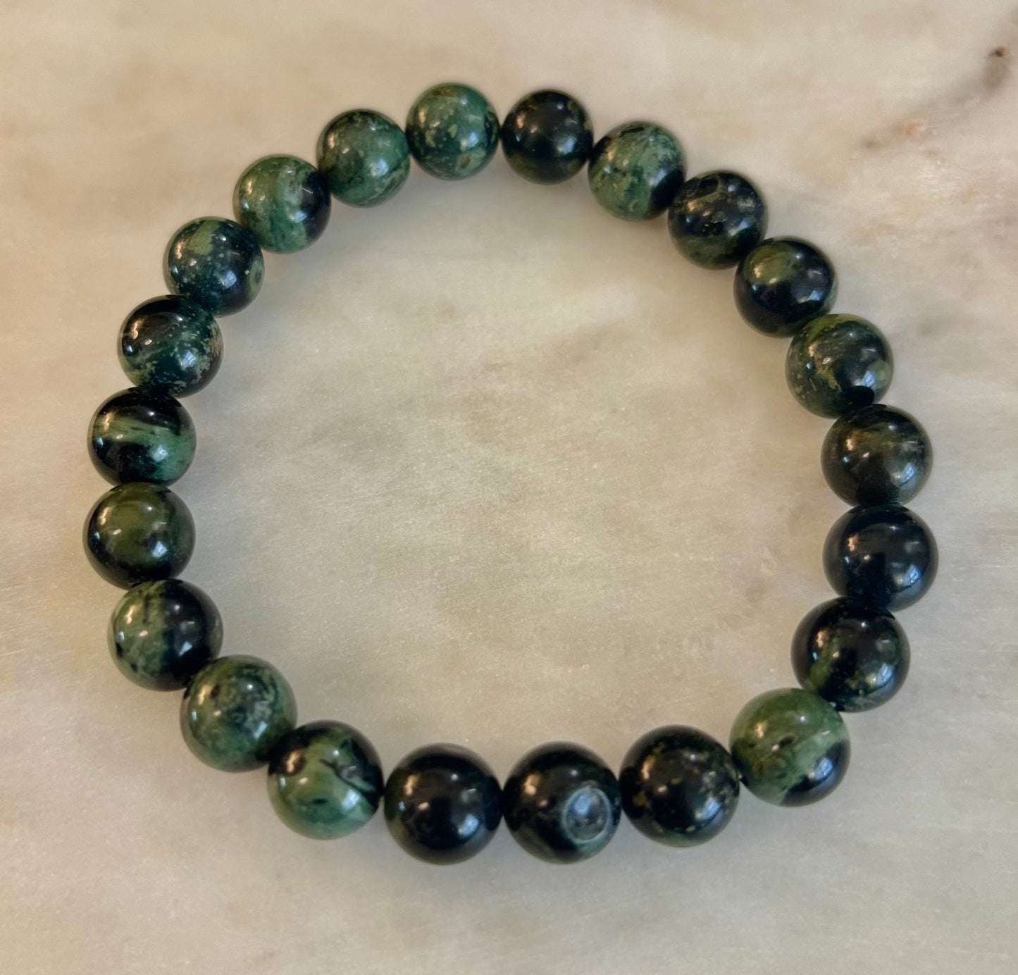 Pulsera de Jaspe Kambaba 8mm, Infundida con Reiki, para Paz y Manifestación (Muñecas Medianas-Grandes)