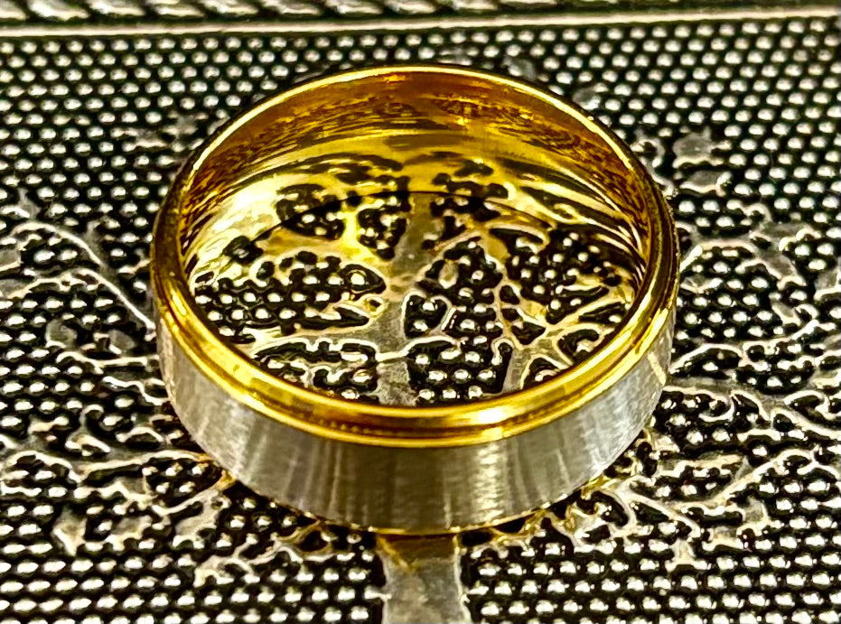 Anillo de banda de acero inoxidable y titanio – Acabado cepillado en tono dorado o rosa
