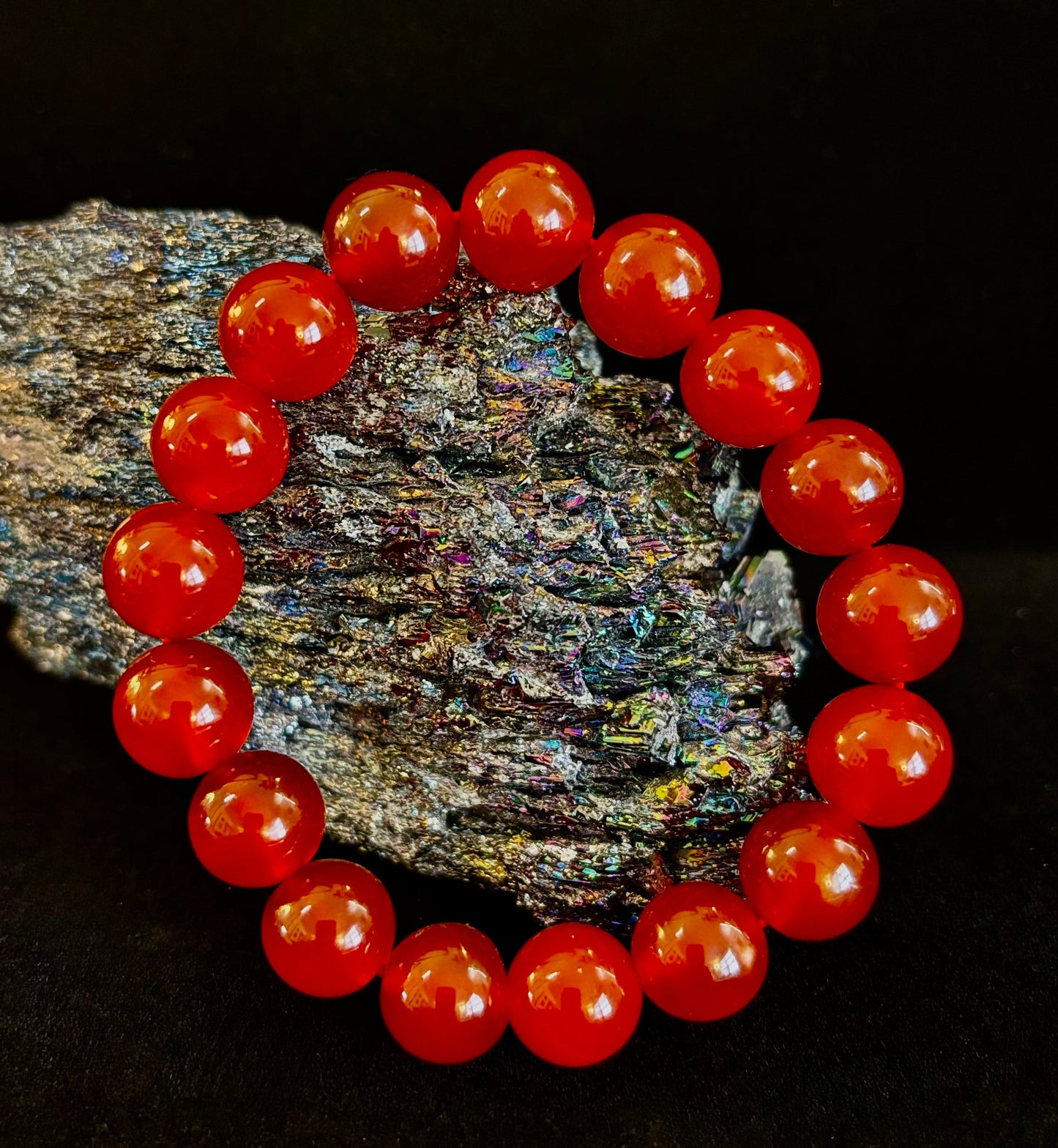 Pulsera de ónix rojo – Conexión a tierra y fuerza, cuentas de piedra natural