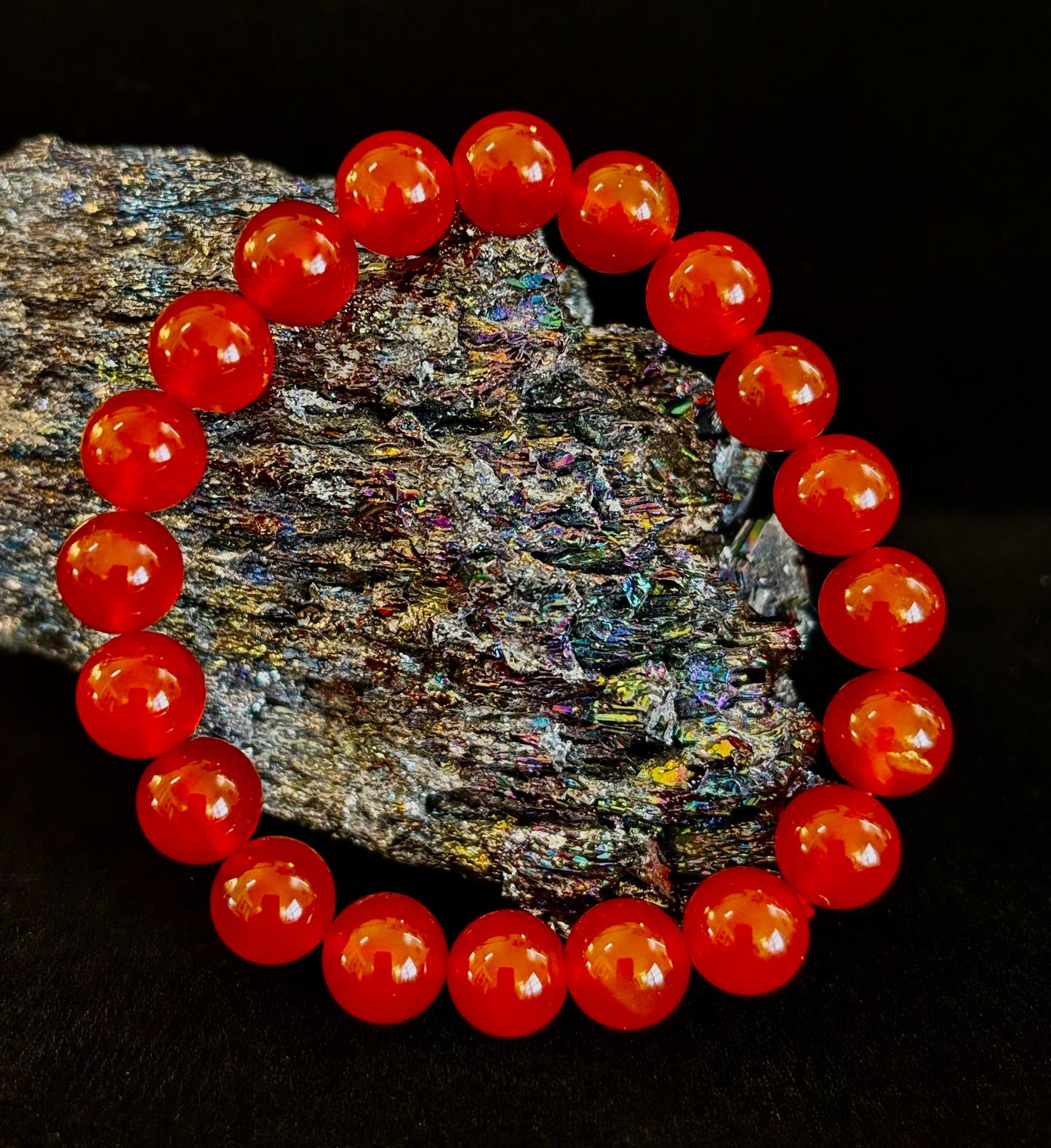 Pulsera de ónix rojo – Conexión a tierra y fuerza, cuentas de piedra natural
