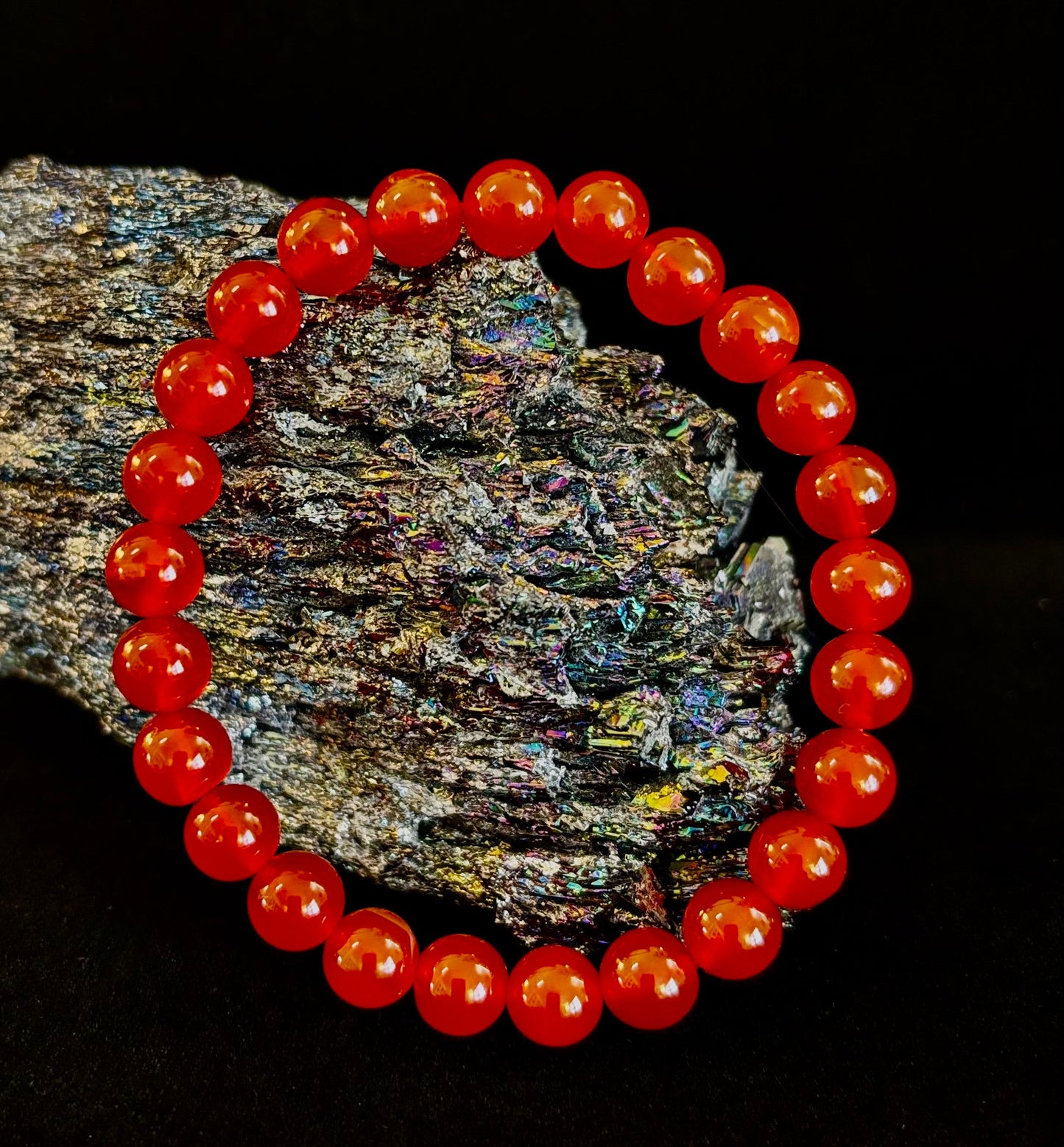 Pulsera de ónix rojo – Conexión a tierra y fuerza, cuentas de piedra natural