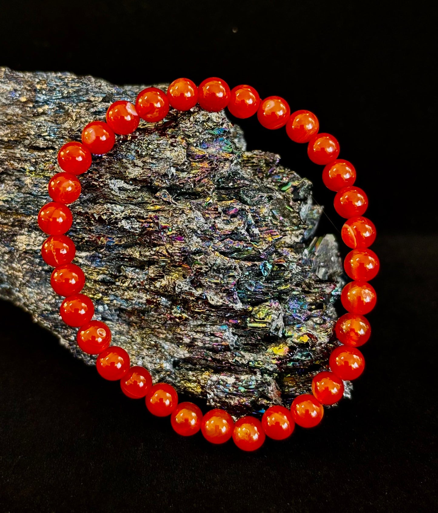 Pulsera de ónix rojo – Conexión a tierra y fuerza, cuentas de piedra natural